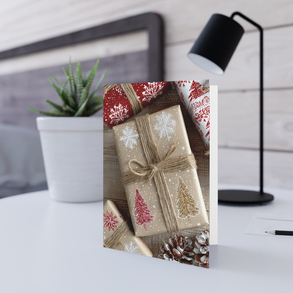 Rustic Christmas Gift Wrap Photo Greeting Card