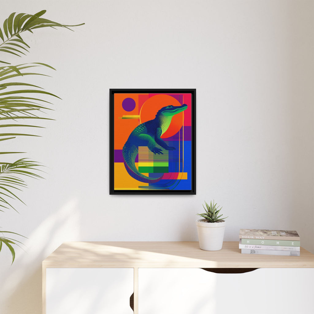 Geometric Alligator Framed Print: Pop Art Reptile, Vibrant Gradient Composition   |  Personalized & Custom Orders Available
