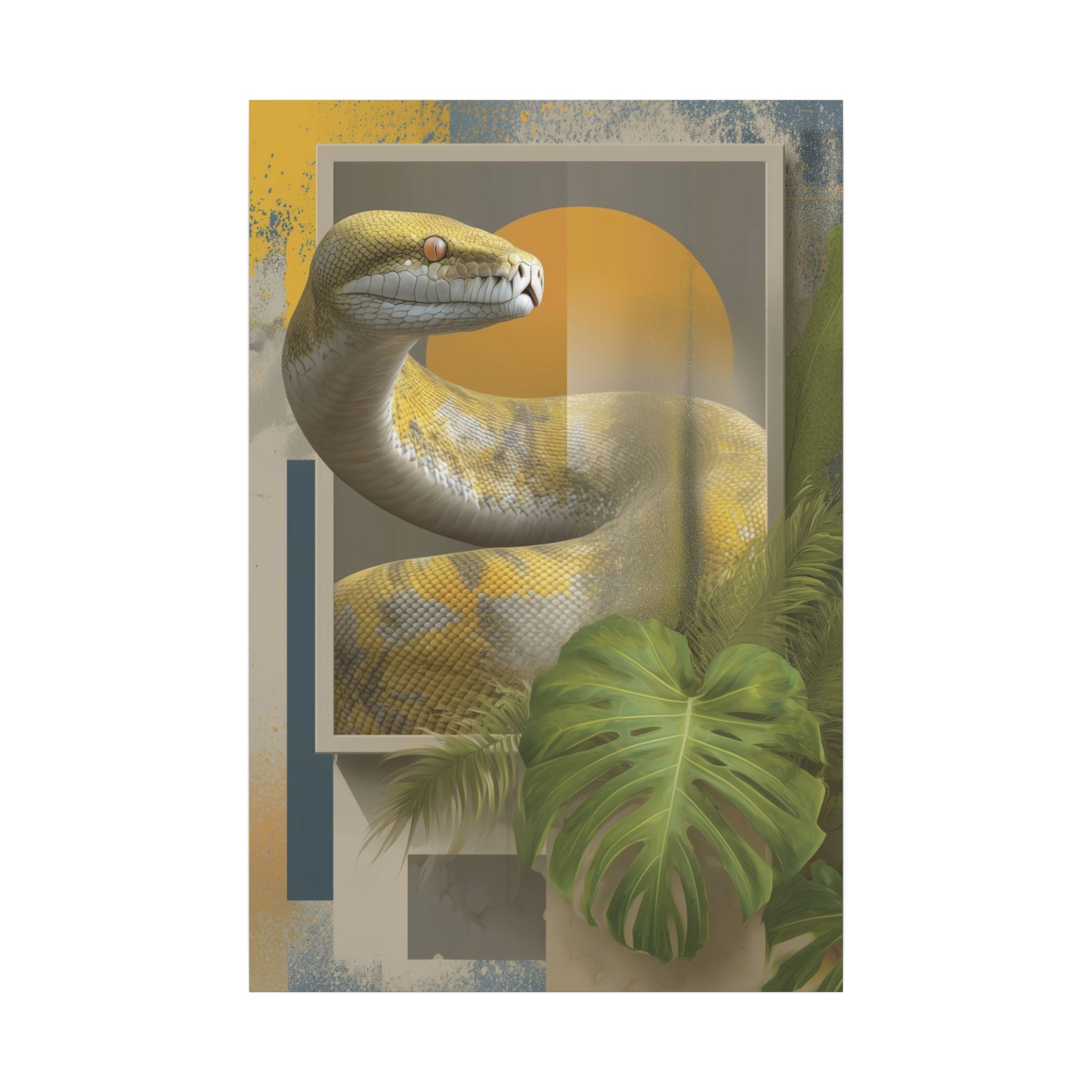 Serpent's Geometric Symphony: Tropical Python Illustration, Modern Graphic Design   |    Custom Orders Available