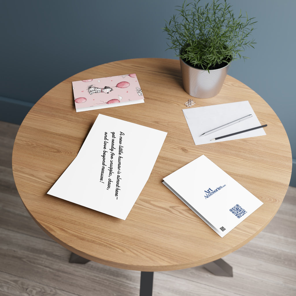 Baby Shower Greeting Cards — Cute Dog Design (Baby Girl)