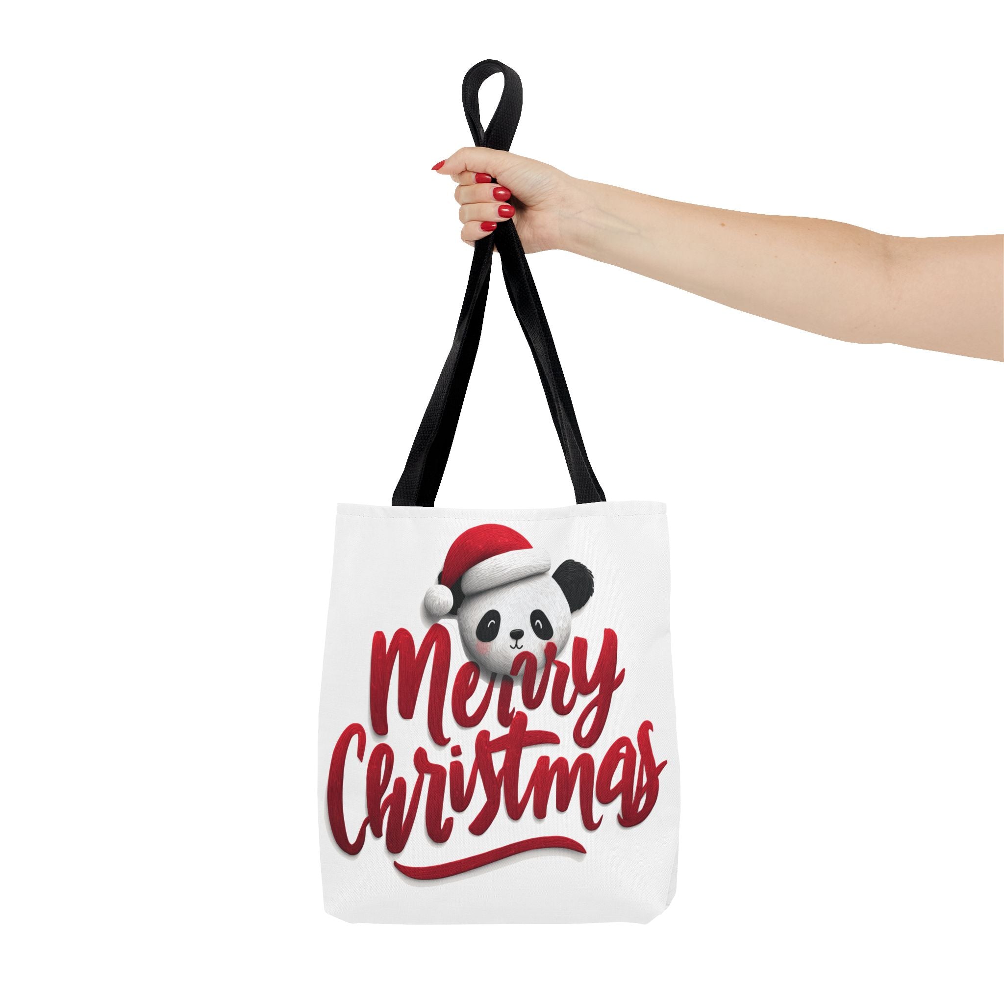 Cute Panda Merry Christmas Tote Bag (AOP)   |   Secret Santa , Christmas Gift, Unique Gift Ideas
