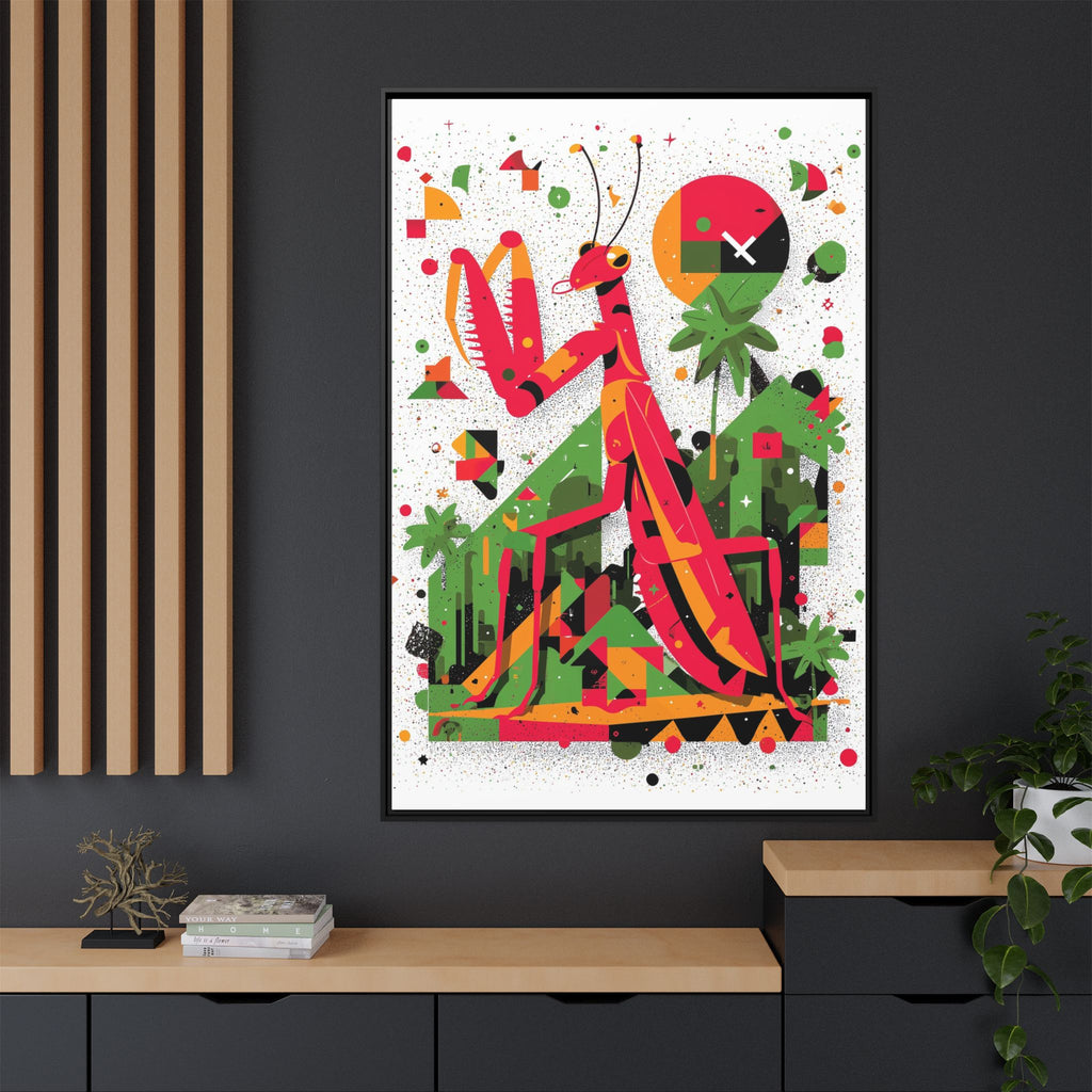 Praying Mantis in Bloom: Geometric Insect Portrait, Abstract Digital Illustration   |    Custom Orders Available