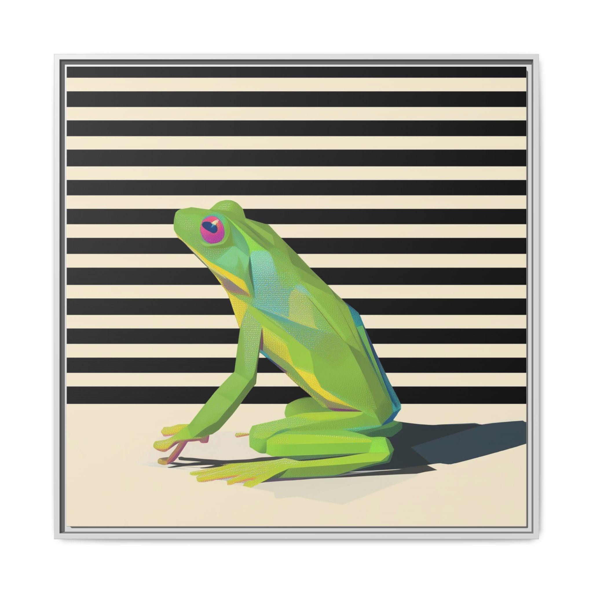 Stylized Frog Portrait Framed Print , Minimalist Pop Art Design   |  Personalized & Custom Orders Available