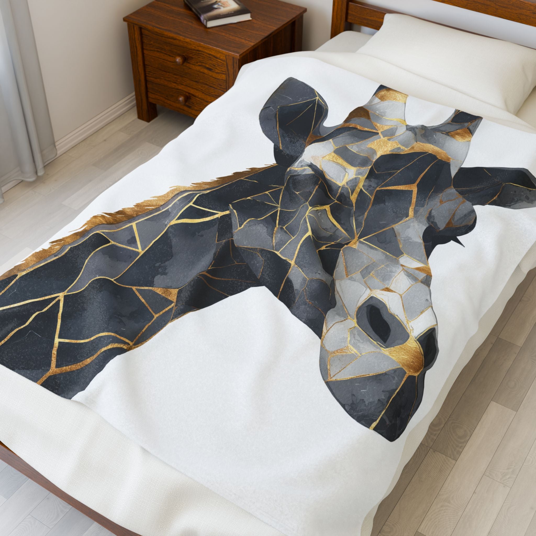 Geometric Giraffe Doona Cover: Modern Mosaic, Angular Metallic Design, Contemporary Animal Art   |  Personalized & Custom Orders Available