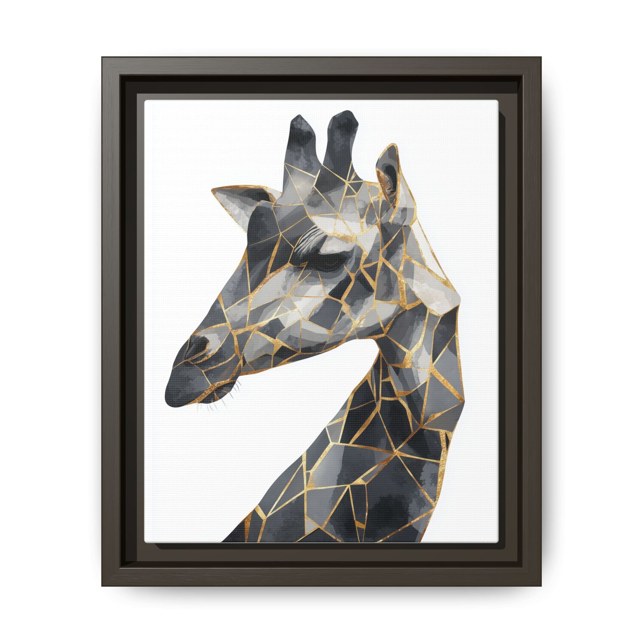 Geometric Giraffe Framed Print : Modern Mosaic Wildlife Art, Contemporary Golden Fragments   |  Personalized & Custom Orders Available