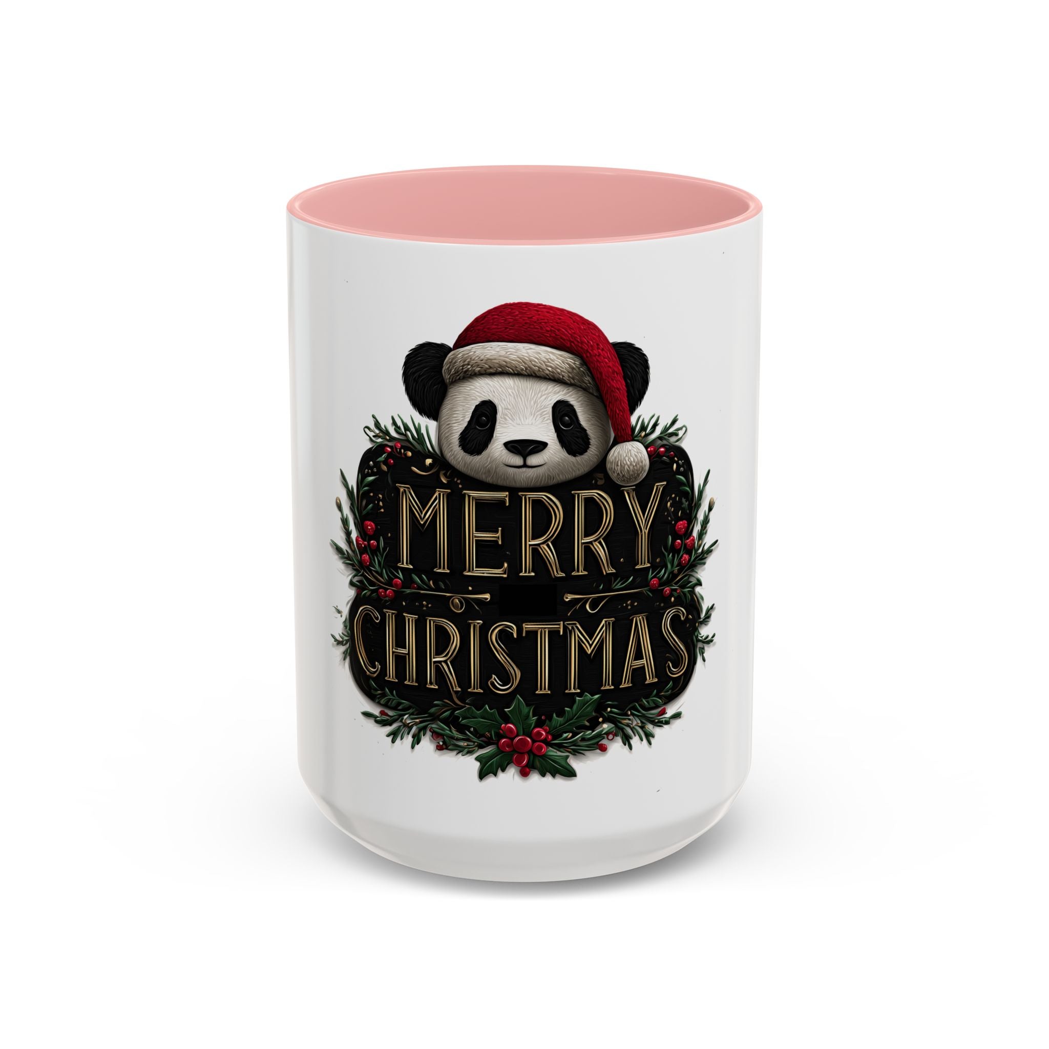 Holiday Panda Cheer: Festive Christmas Illustration, Whimsical Santa Panda Design, Ornate Seasonal Graphic