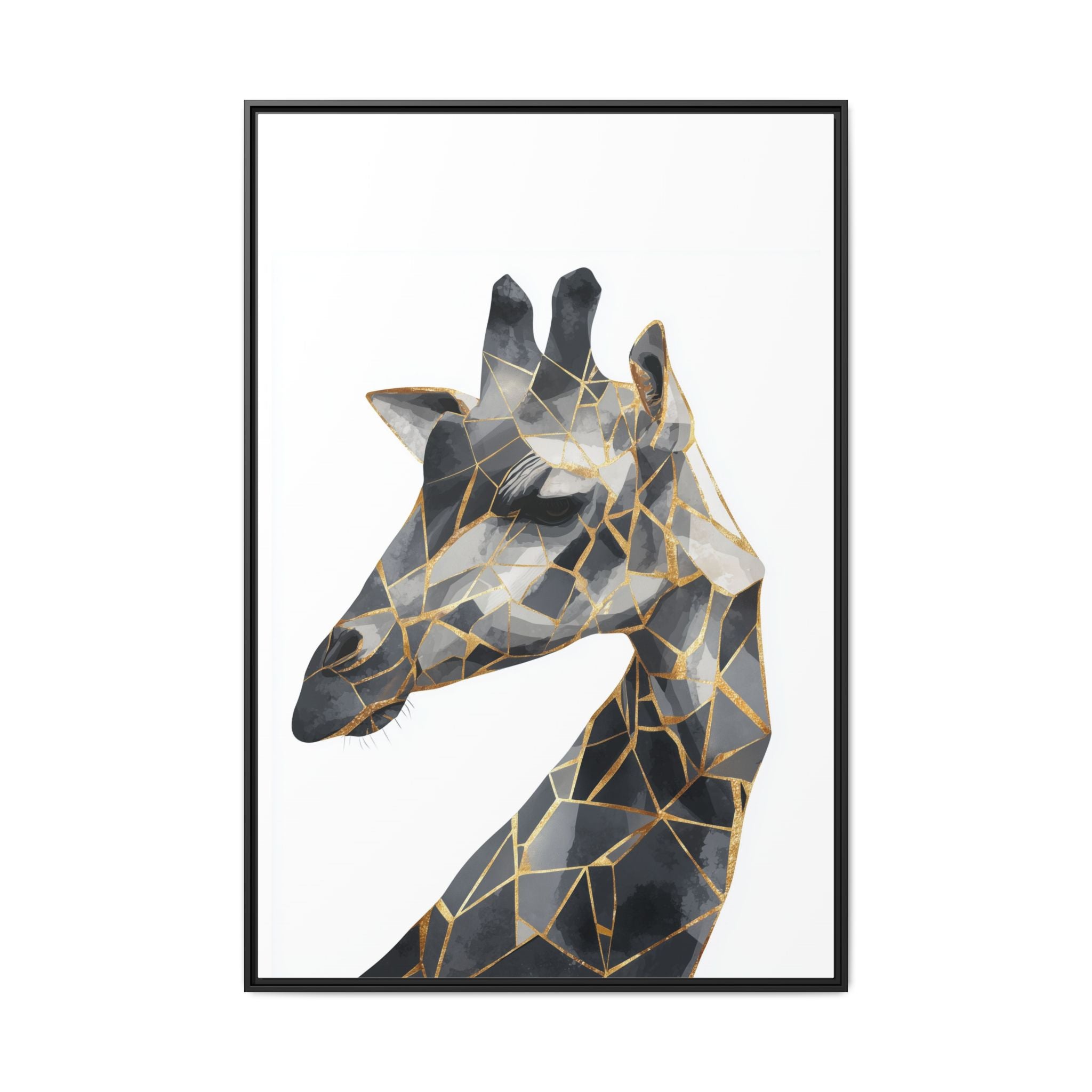 Geometric Giraffe Framed Print : Modern Mosaic Wildlife Art, Contemporary Golden Fragments   |  Personalized & Custom Orders Available