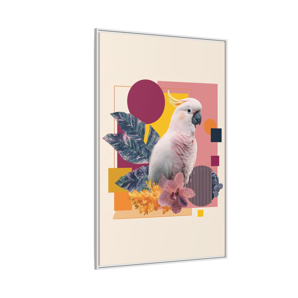 Cockatoo Geometric Framed Print : Tropical Digital Collage, Modern Abstract Design   |  Personalized & Custom Orders Available