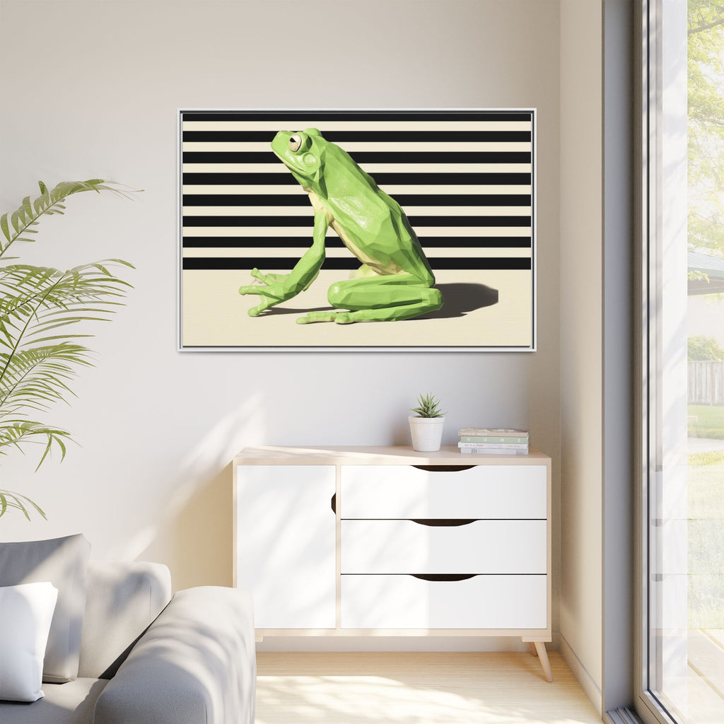 Geometric Frog Framed Print : Low-Poly Amphibian Design, Contemporary Minimalist Art   |  Personalized & Custom Orders Available