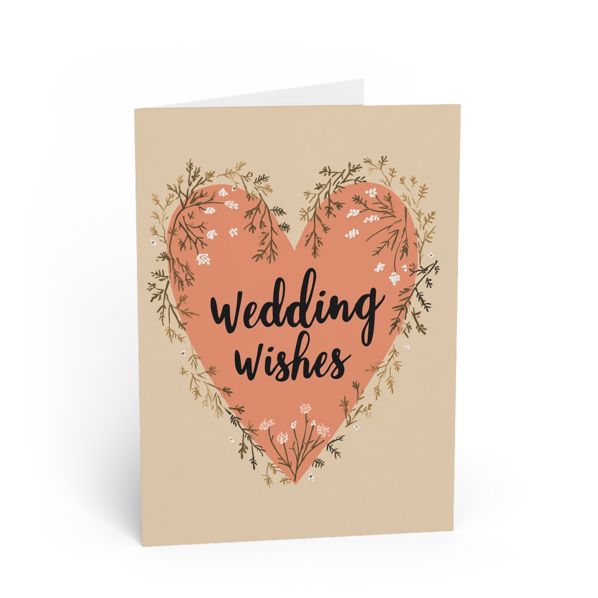 Wedding Wishes Greeting Card — Floral Heart Wedding Card for Newlyweds