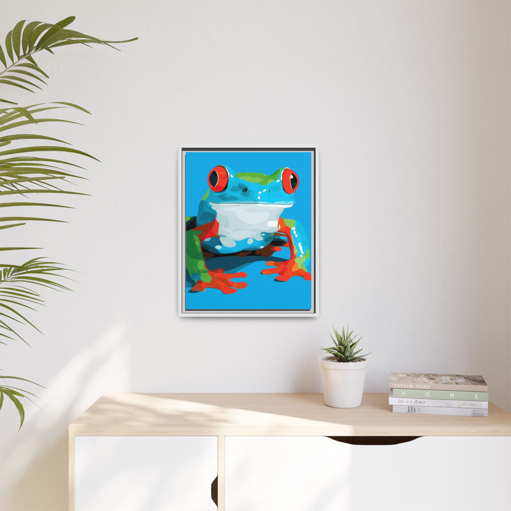 Red-Eyed Green Tree Frog Framed Print : Graphic Design, Pop Art Amphibian Portrait   |  Personalized & Custom Orders Available