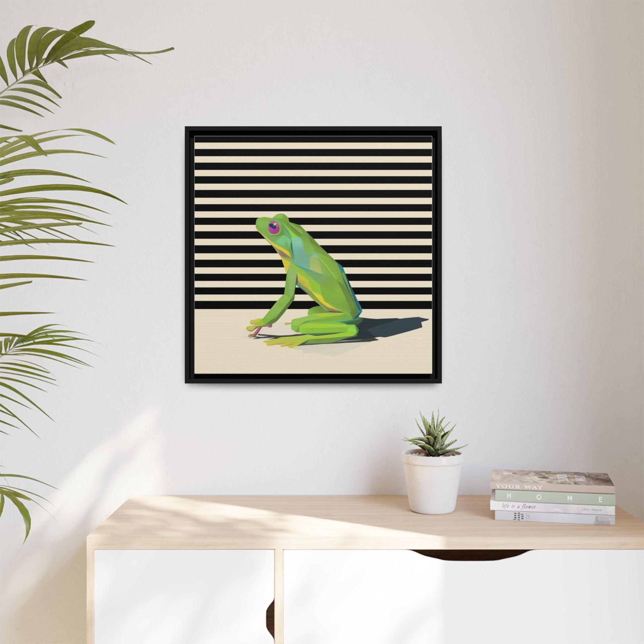 Stylized Frog Portrait Framed Print , Minimalist Pop Art Design   |  Personalized & Custom Orders Available