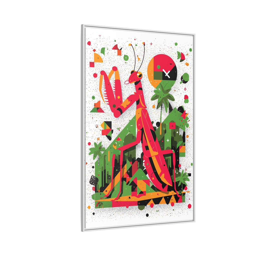 Praying Mantis in Bloom: Geometric Insect Portrait, Abstract Digital Illustration   |    Custom Orders Available