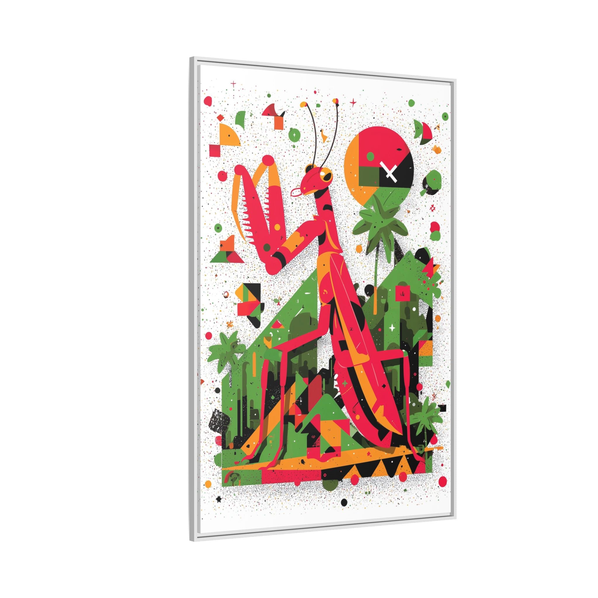 Praying Mantis in Bloom: Geometric Insect Portrait, Abstract Digital Illustration   |    Custom Orders Available