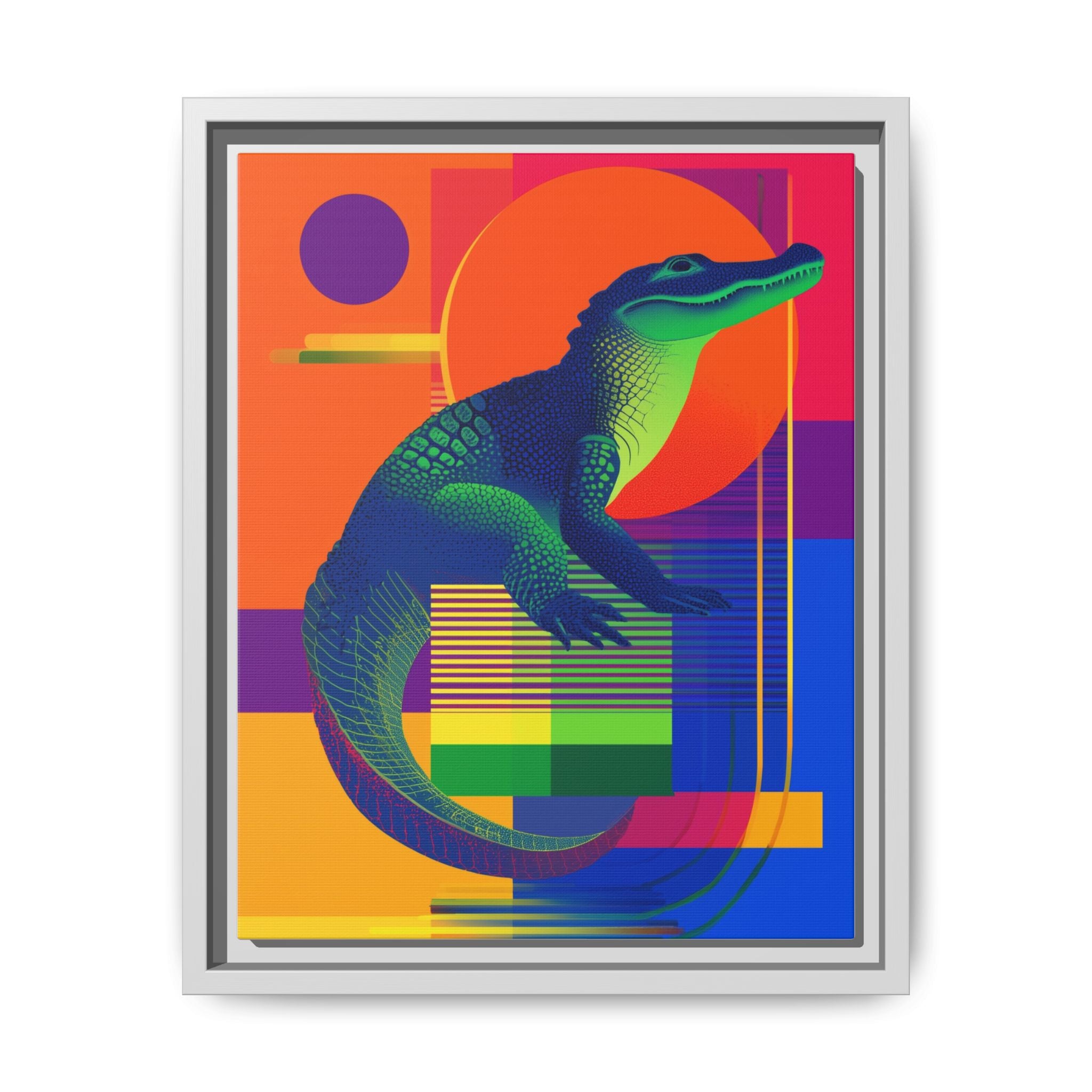 Geometric Alligator Framed Print: Pop Art Reptile, Vibrant Gradient Composition   |  Personalized & Custom Orders Available