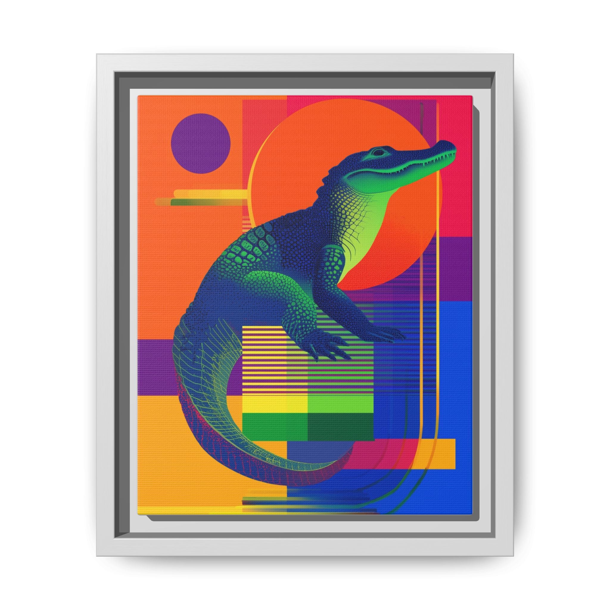 Geometric Alligator Framed Print: Pop Art Reptile, Vibrant Gradient Composition   |  Personalized & Custom Orders Available