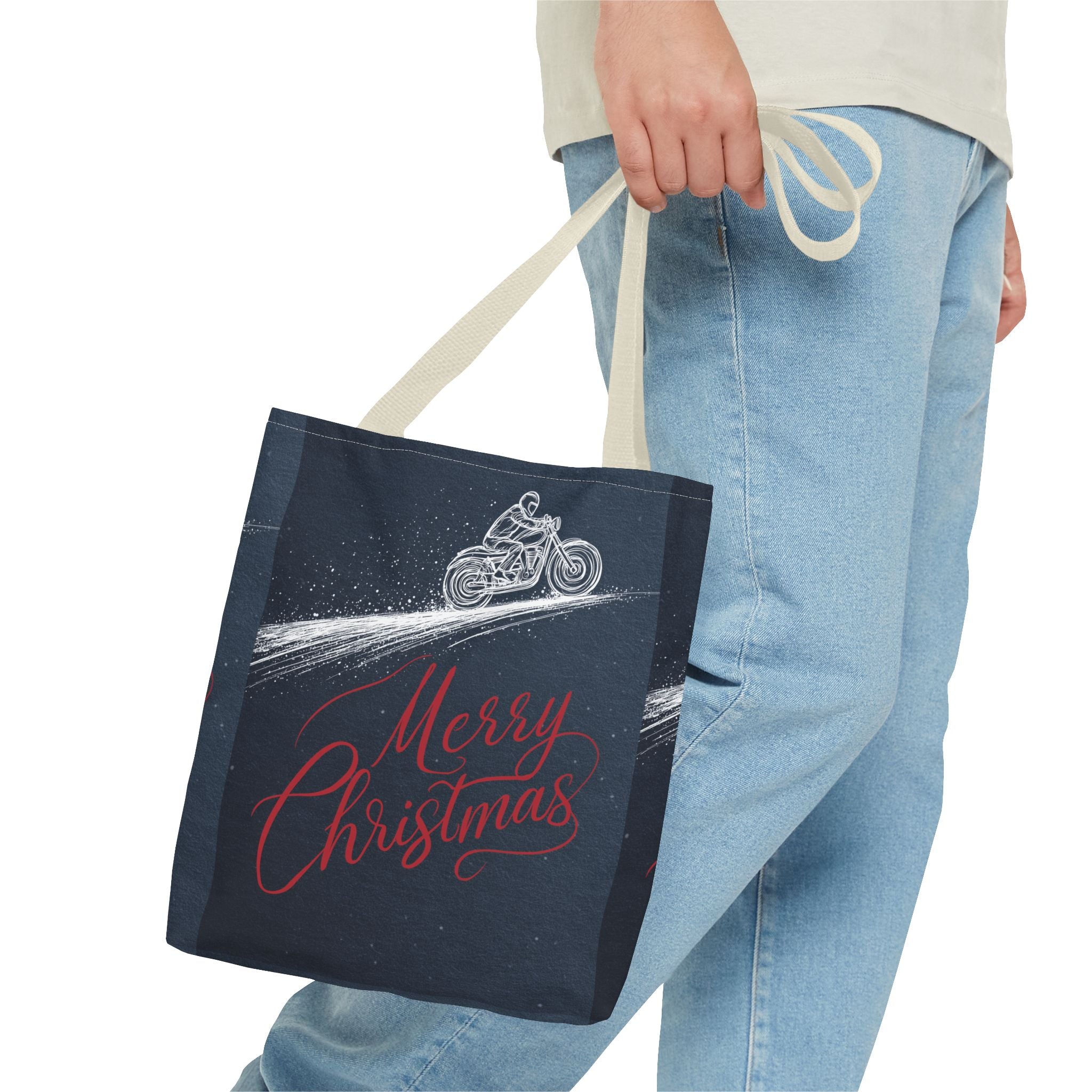 Motorbike Riding Dad Christmas Tote Bag (AOP)