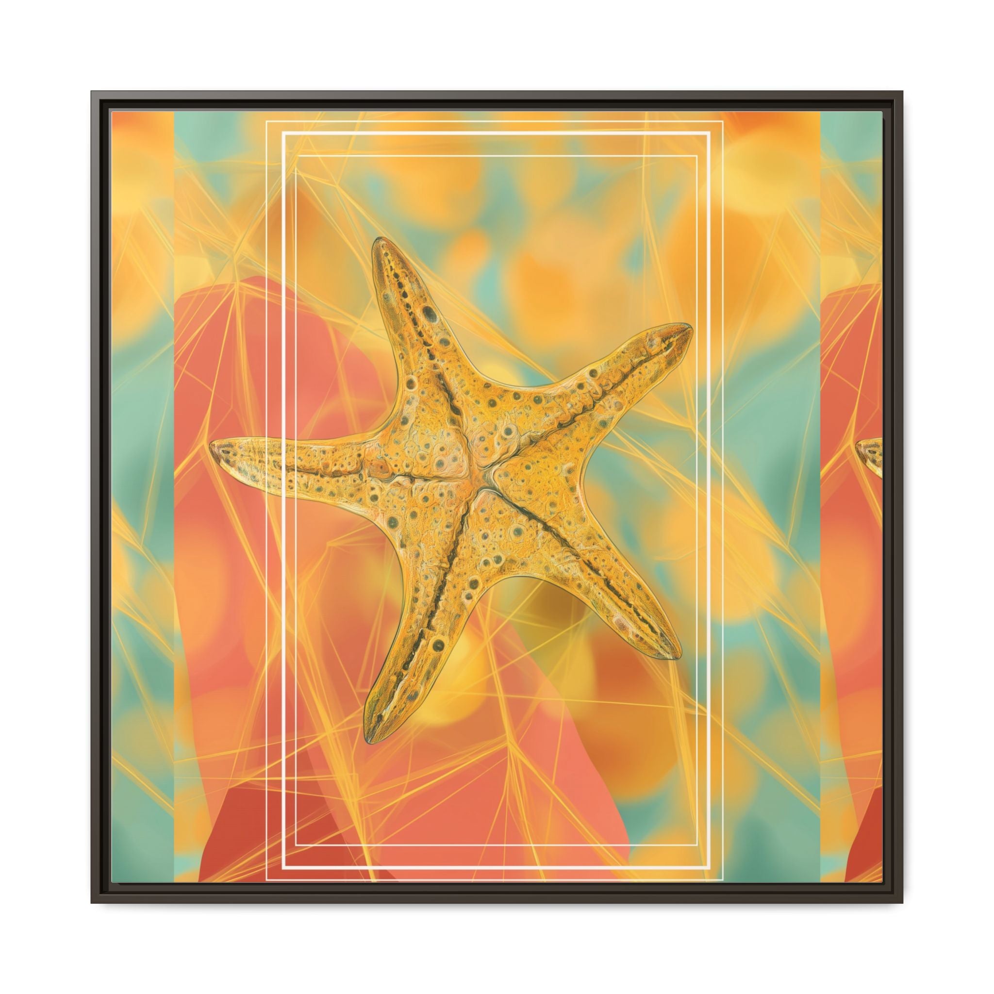 Celestial Starfish: Marine Geometry in Golden Hues, Tropical Oceanic Texture   |    Custom Orders Available
