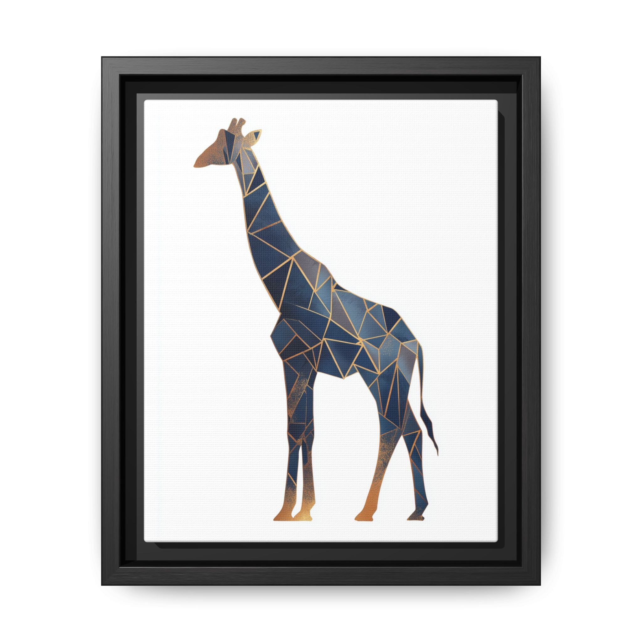Geometric Giraffe Framed Print : Faceted Blue Mosaic, Modern Wildlife Art   |  Personalized & Custom Orders Available