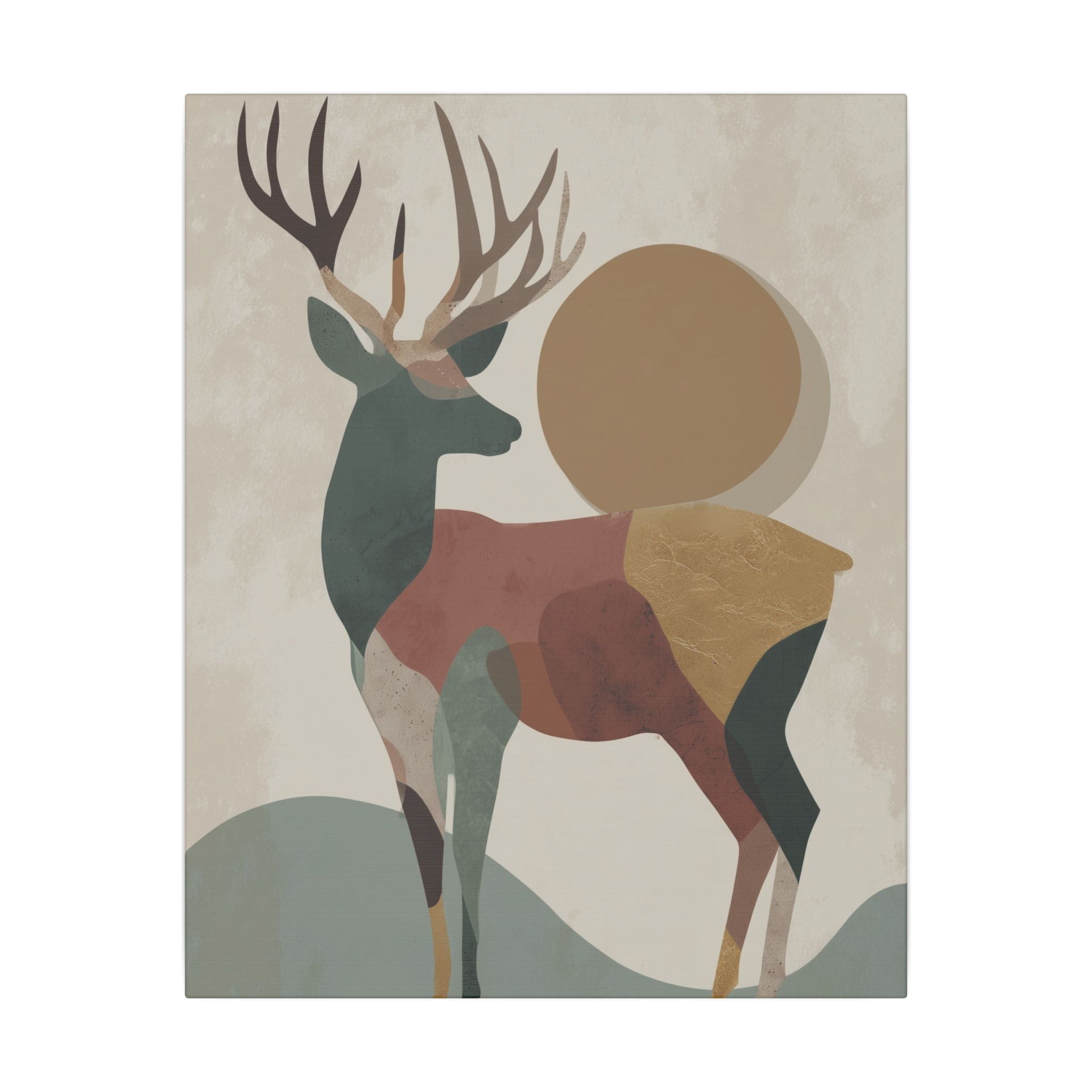 Majestic Deer Geometrica: Modern Nature Abstraction, Minimalist Wildlife Art, Earthy Tones Geometric Design   |  Personalized & Custom