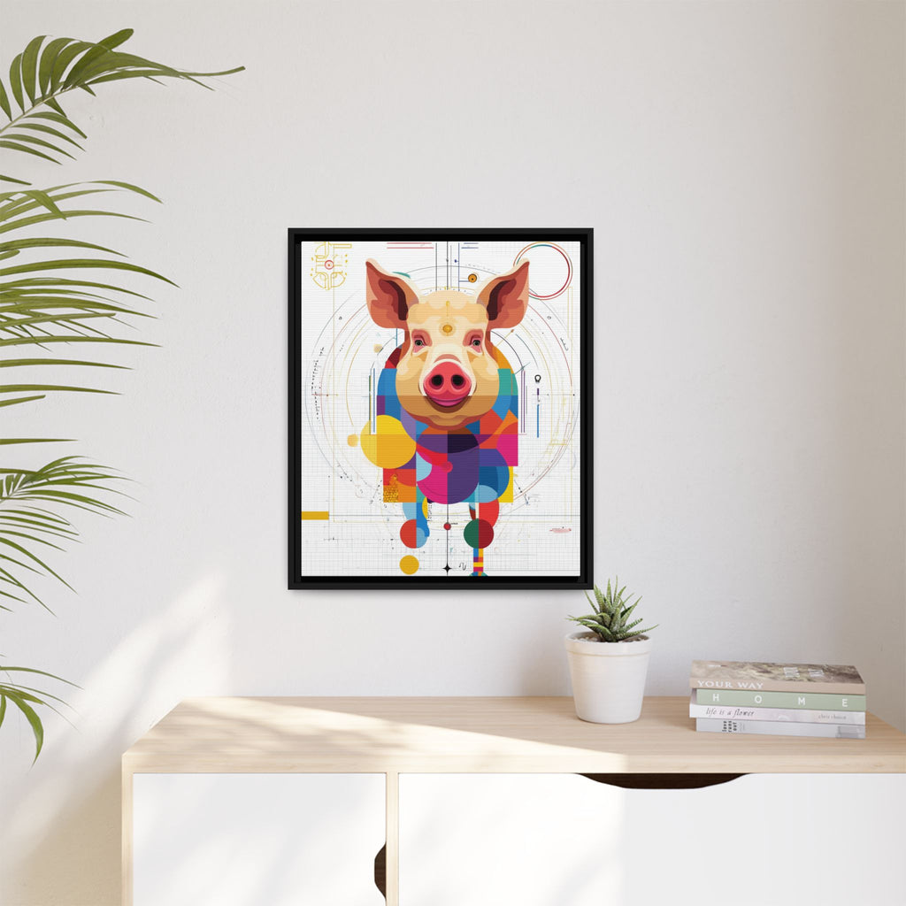 Geometric Pig: Digital Cubist Portrait, Mathematical Animal Abstraction   |    Custom Orders Available