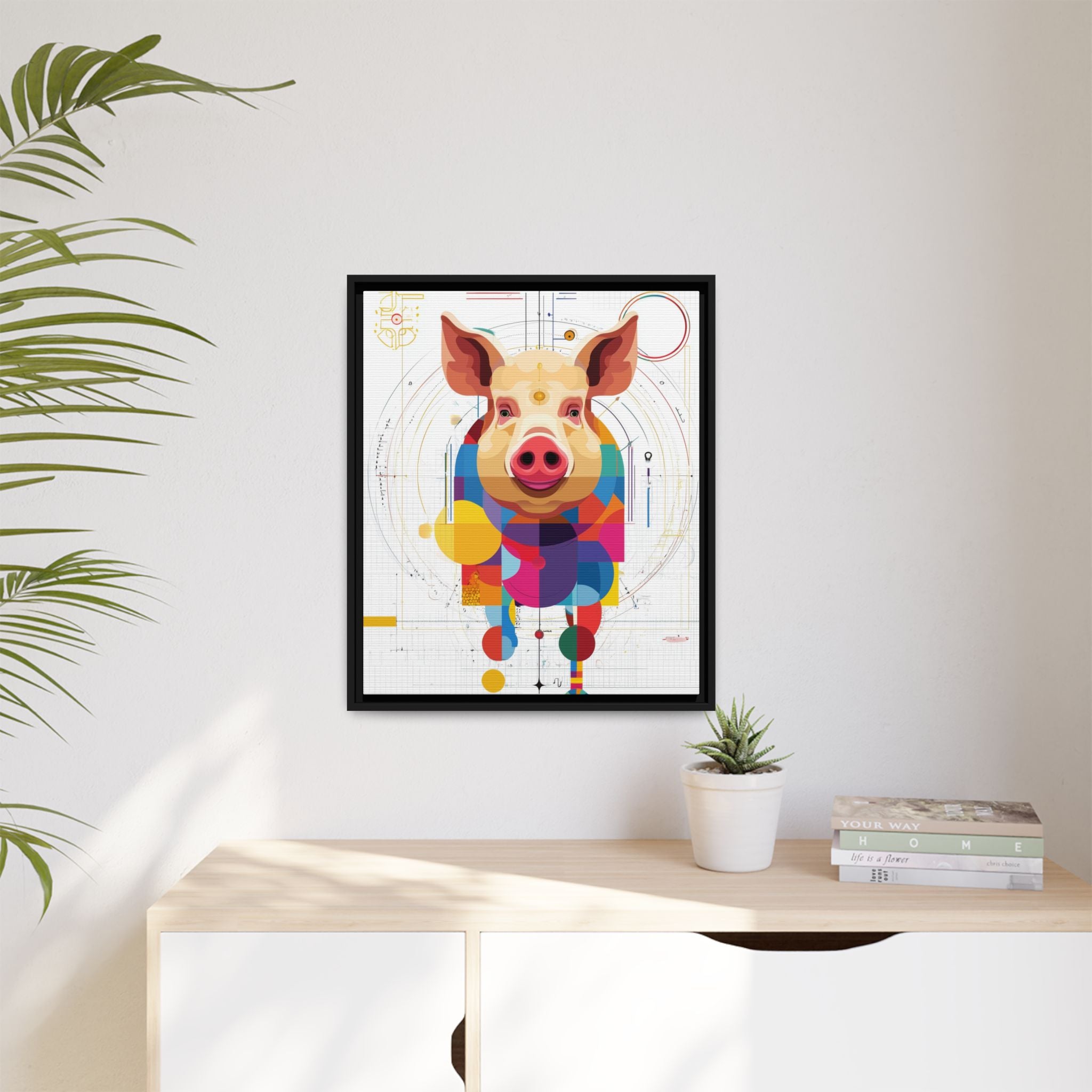Geometric Pig: Digital Cubist Portrait, Mathematical Animal Abstraction   |    Custom Orders Available