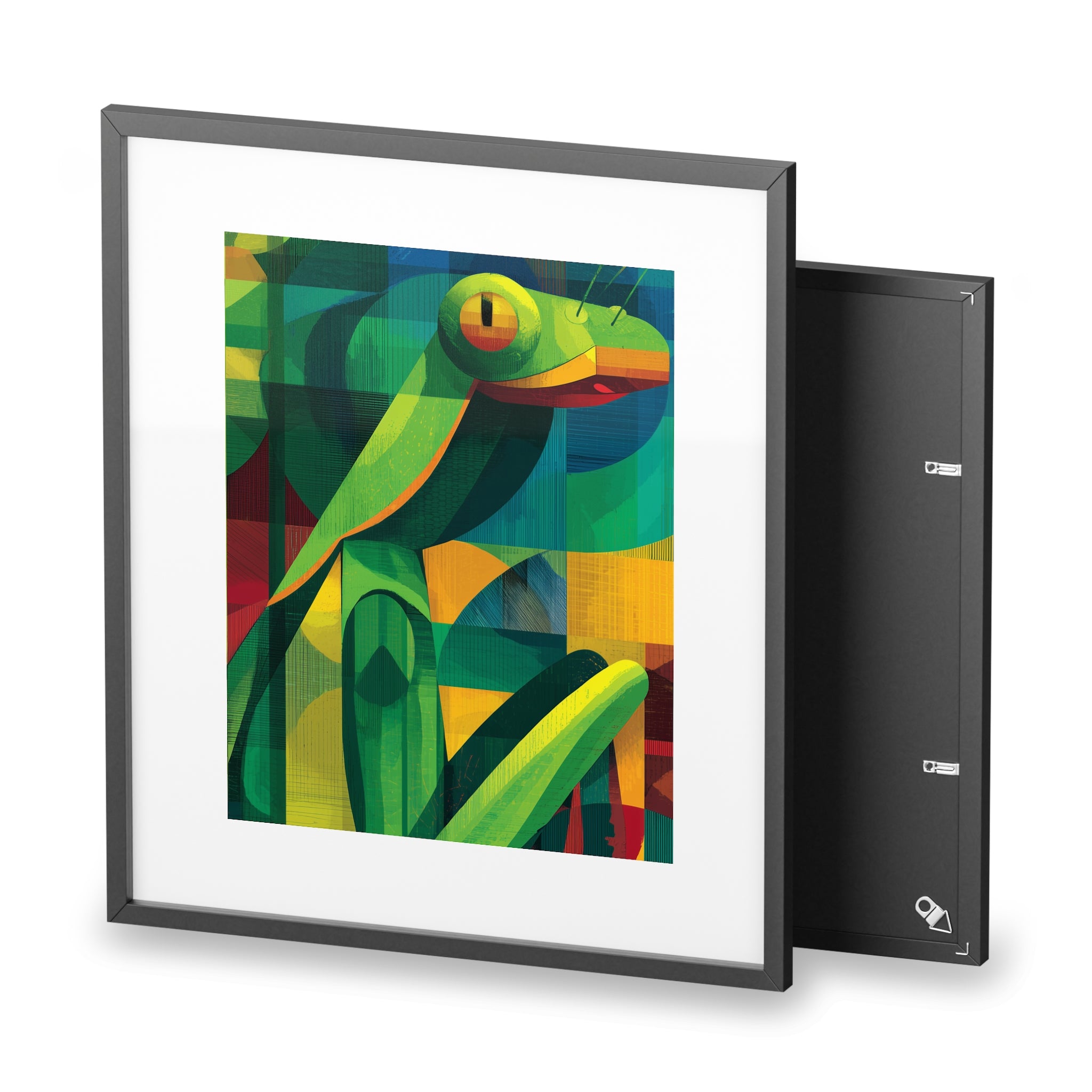 Vibrant Praying Mantis Art Framed Poster, Colorful Wall Decor, Nature-Inspired Home Decor, Unique Gift for Animal Lovers, Modern Art Print