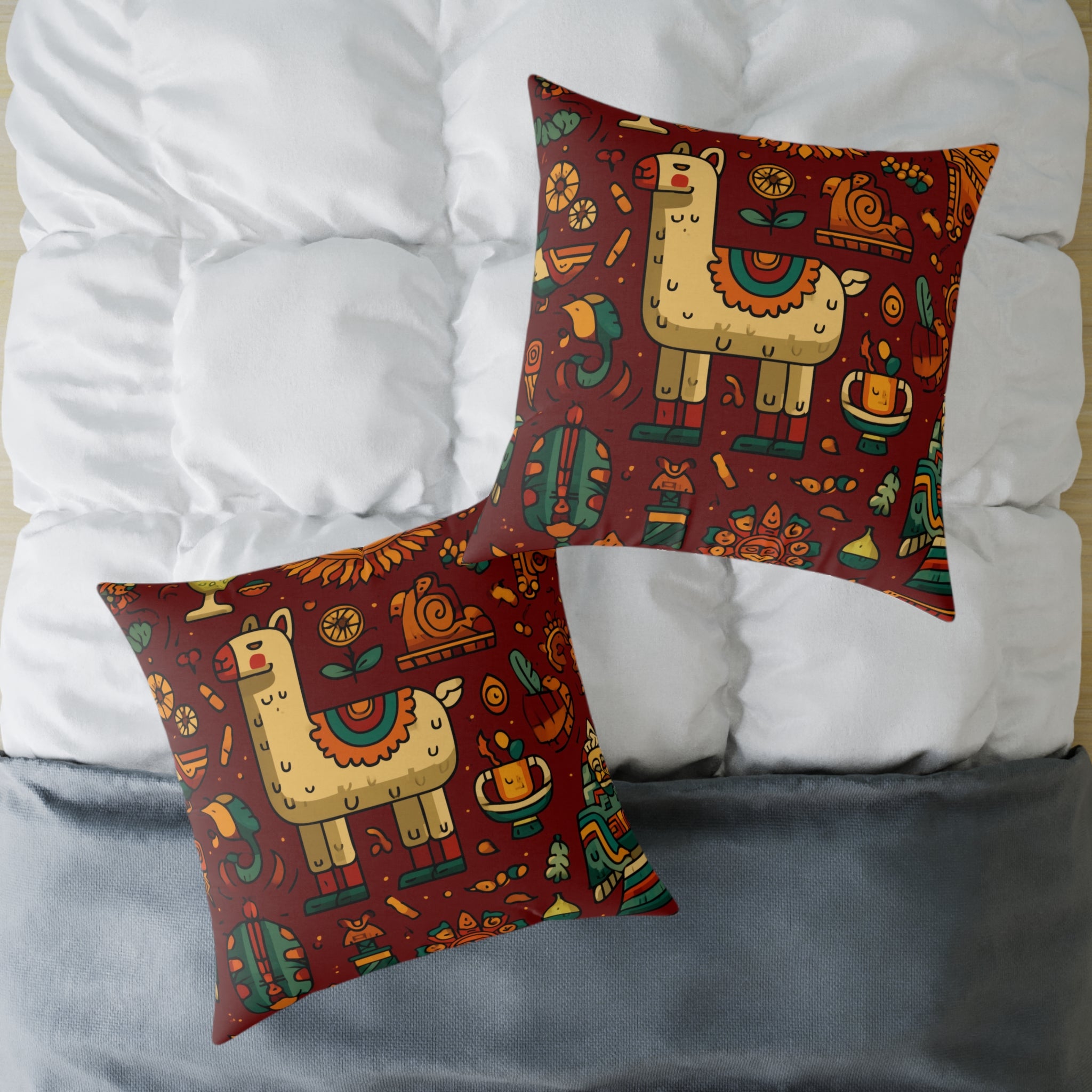 Colorful Llama Pillow, Boho Decor, Cute Animal Cushion, Fun Home Accent, Gift for Kids, Birthday or Housewarming, Peruvian Incan Art