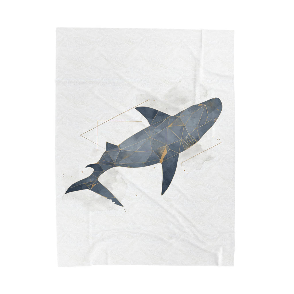 Polygonal Shark Blanket, Abstract Aquatic Design, Mosaic Oceanic Illustration   |  Personalized & Custom Orders Available