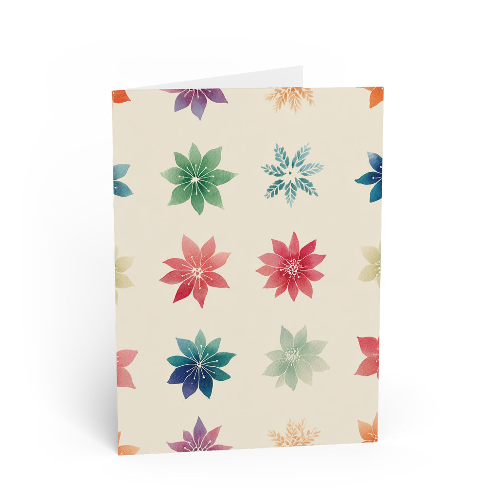 Floral Snowflake Pattern Greeting Card — Colorful Holiday Card