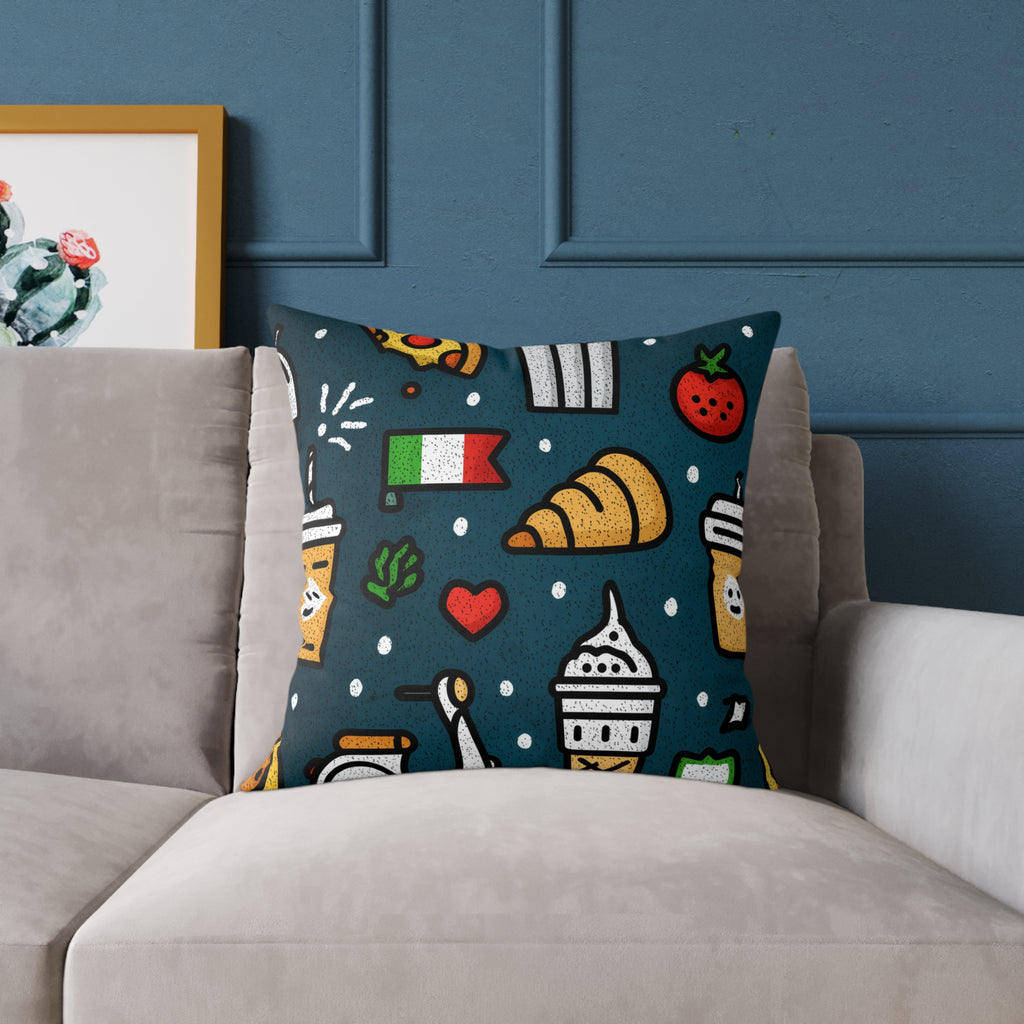 Charming Italy Themed Decorative Pillow, Cozy Couch Accent, Kitchen Decor, Gift for Food Lovers, Fun Home Accessories