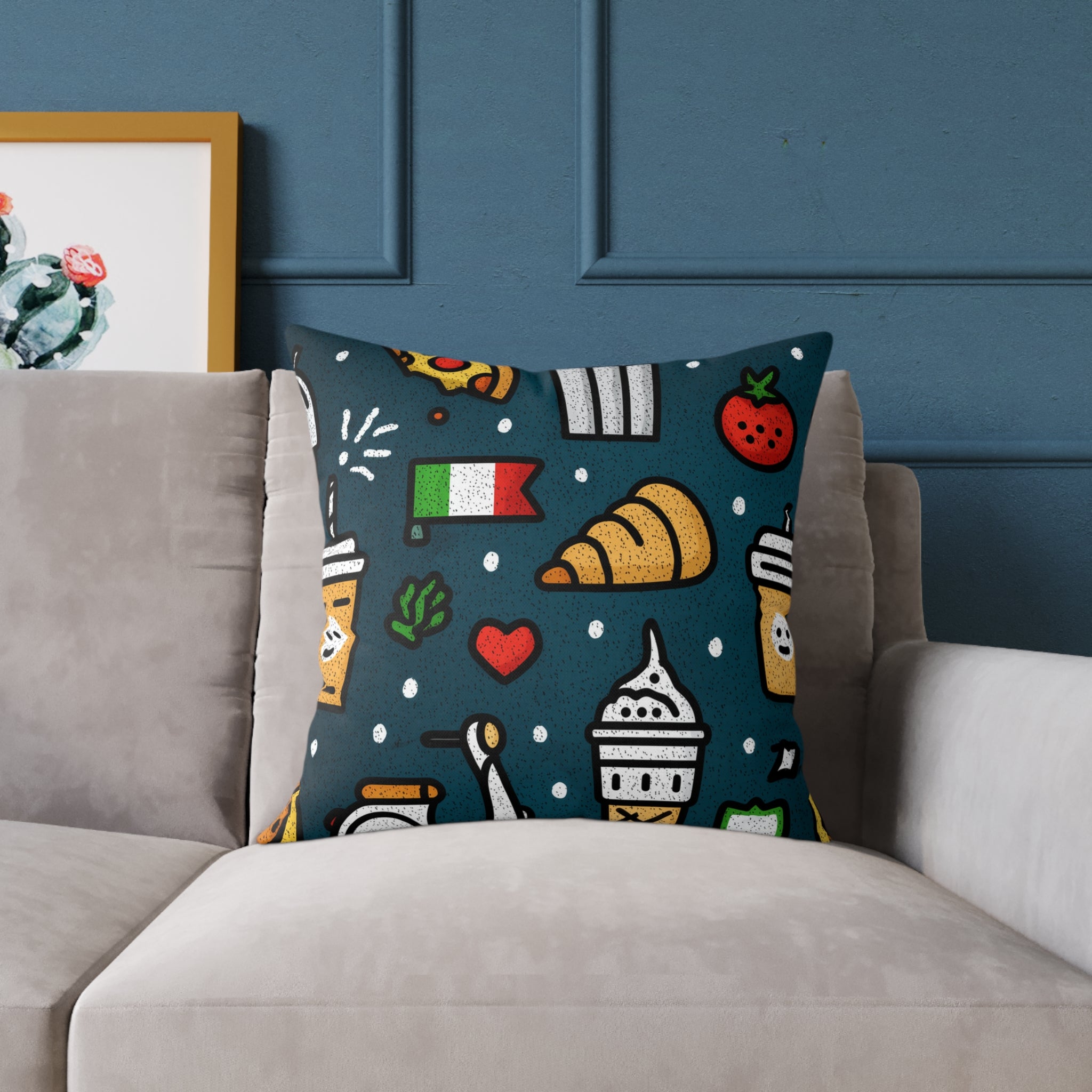 Charming Italy Themed Decorative Pillow, Cozy Couch Accent, Kitchen Decor, Gift for Food Lovers, Fun Home Accessories