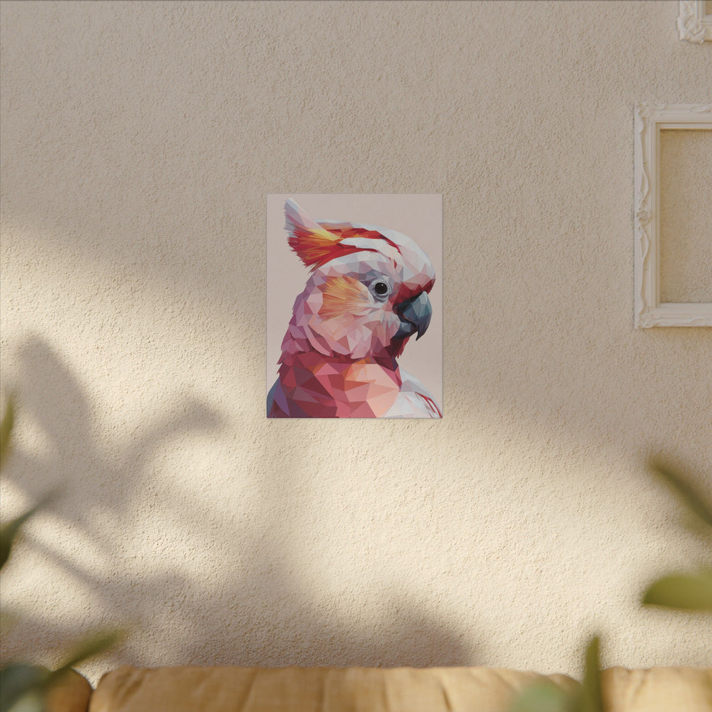 Polygonal Parrot: Low-Poly Digital Art, Geometric Cockatoo Portrait   |    Custom Orders Available
