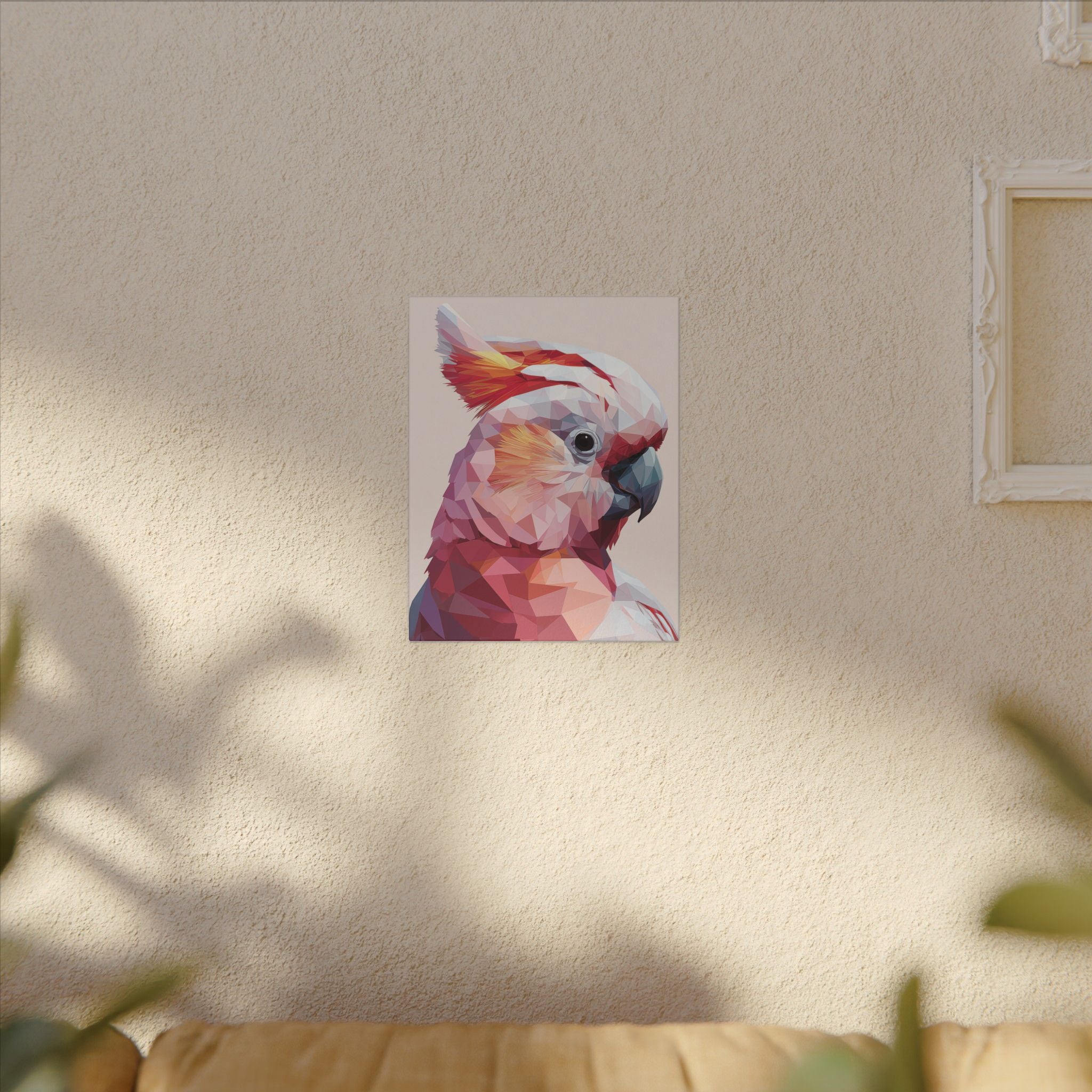Polygonal Parrot: Low-Poly Digital Art, Geometric Cockatoo Portrait   |    Custom Orders Available