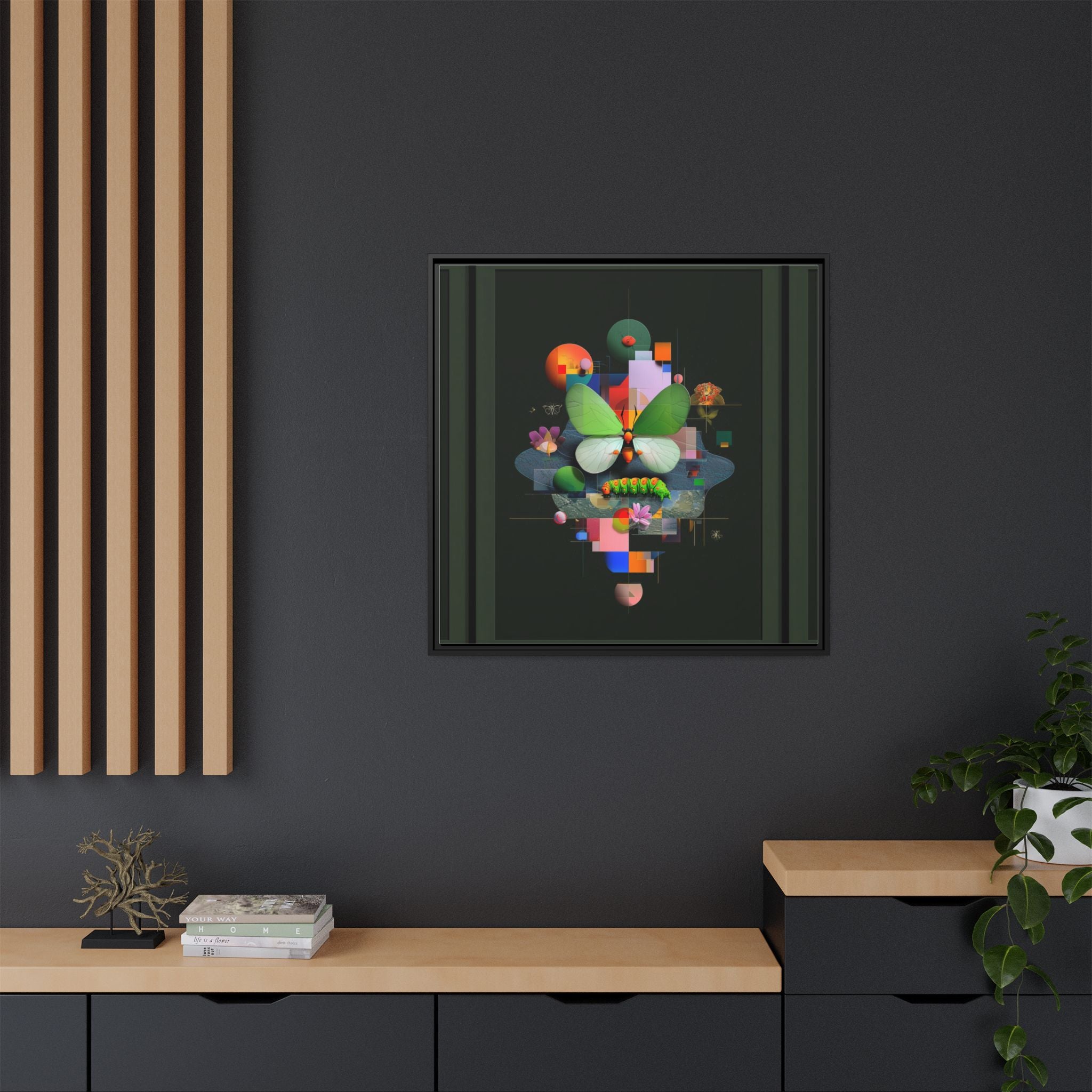 Metamorphosis Geometry Framed Print : Digital Nature Synthesis, Butterfly Abstraction   |  Personalized & Custom Orders Available