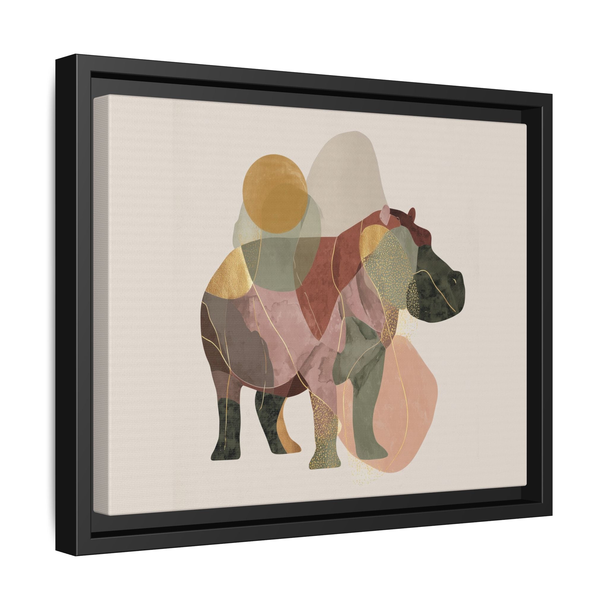 Geometric Hippo: Abstract Animal Watercolor, Modern Minimalist Composition   |    Custom Orders Available