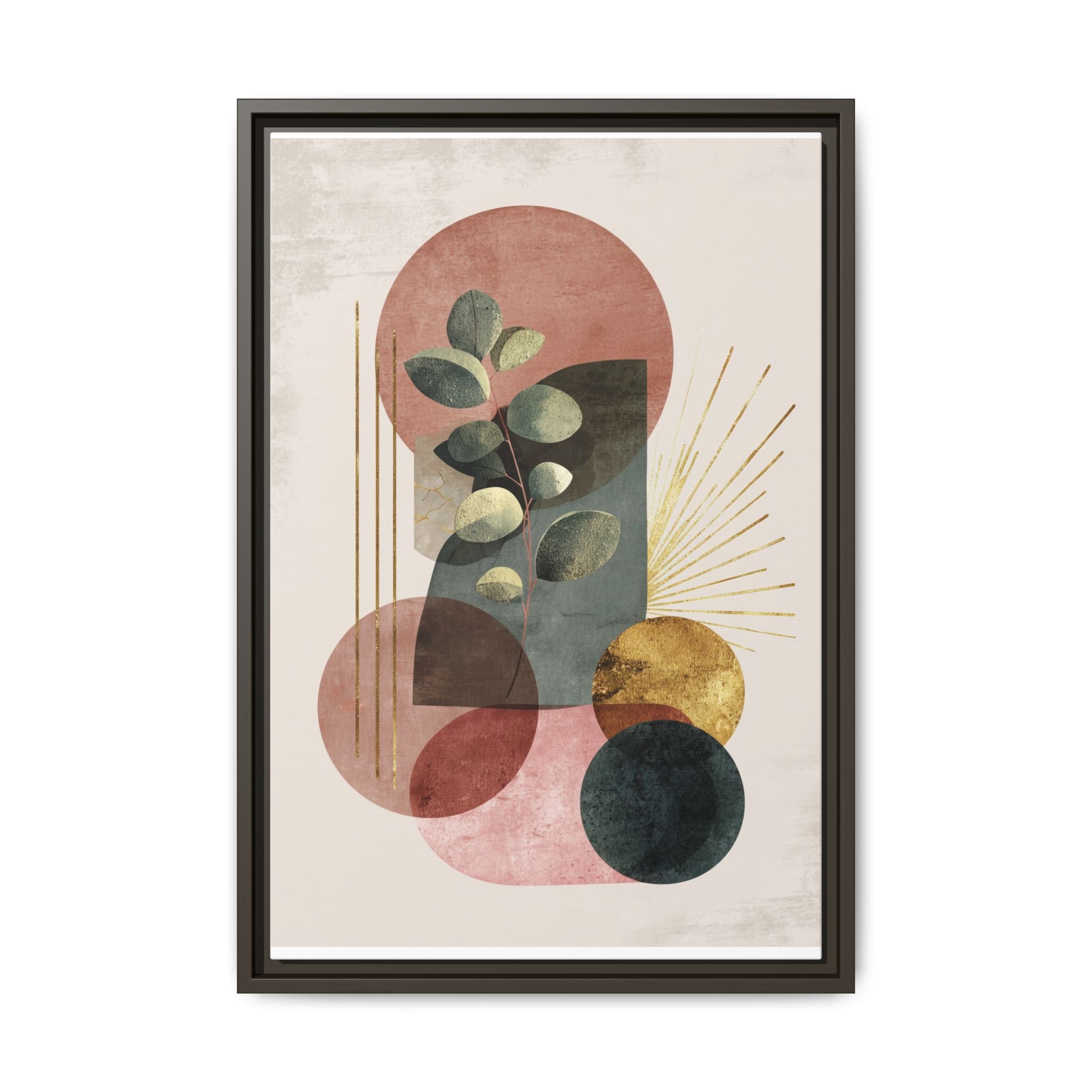 Botanical Geometric Symphony: Eucalyptus Harmony, Metallic Intersections, Modern Earth Tones   |   Custom Orders Accepted