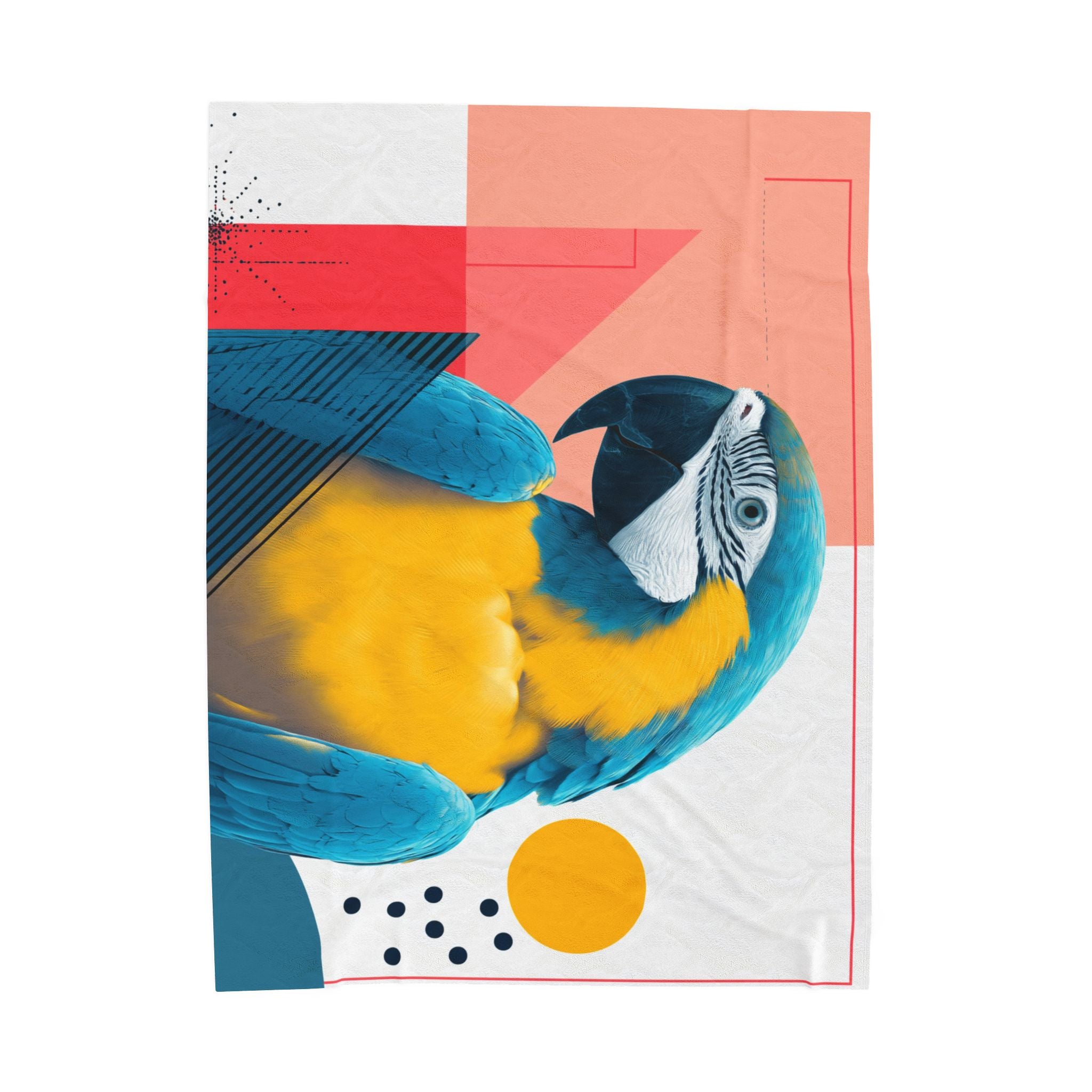 Feathered Geometry Quilt Cover, Doona Cover, Duvet : Modern Macaw Portrait, Abstract Graphic Design Poster   |    Custom Orders Available