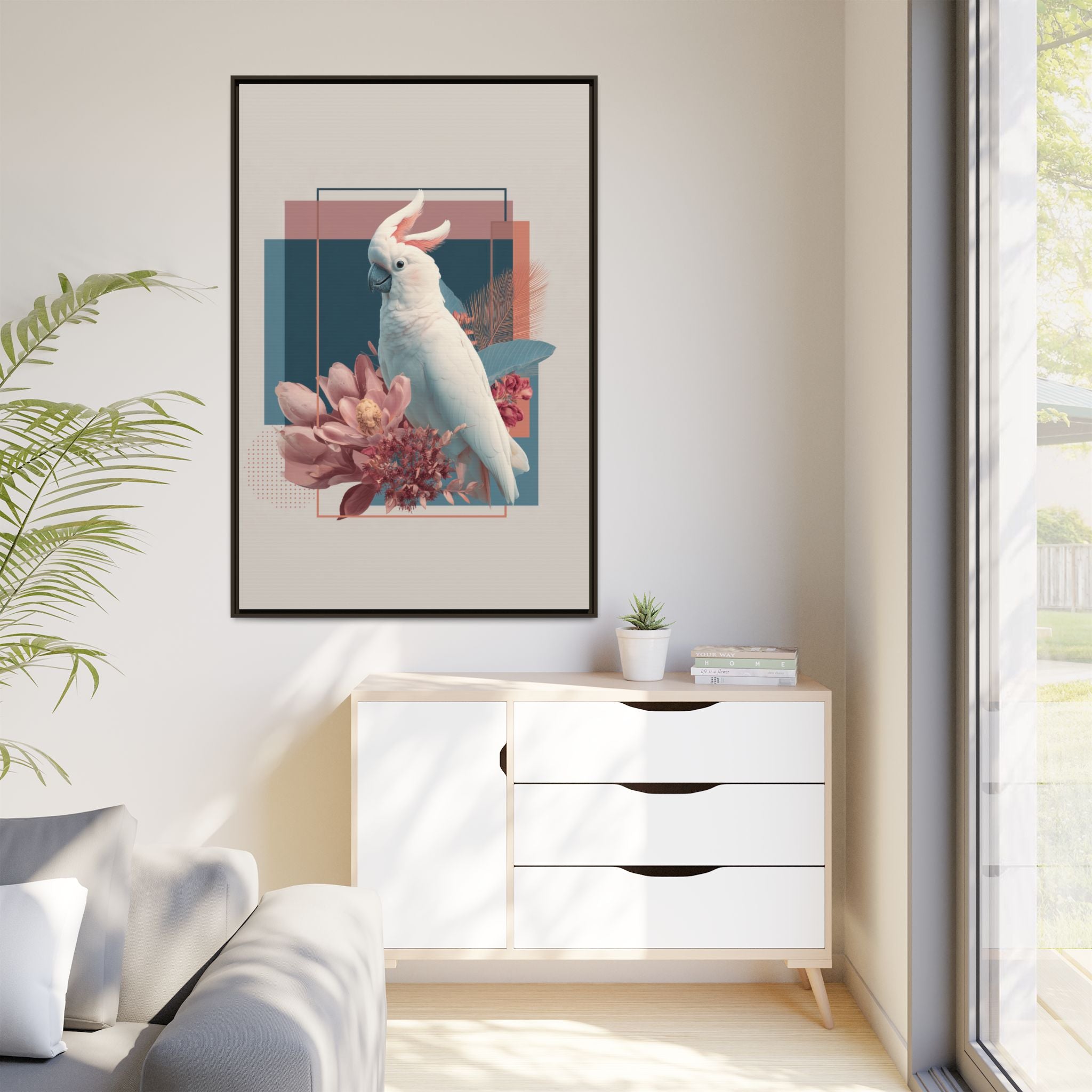 Ethereal Cockatoo: Geometric Wildlife Art, Digital Nature Portrait   |    Custom Orders Available