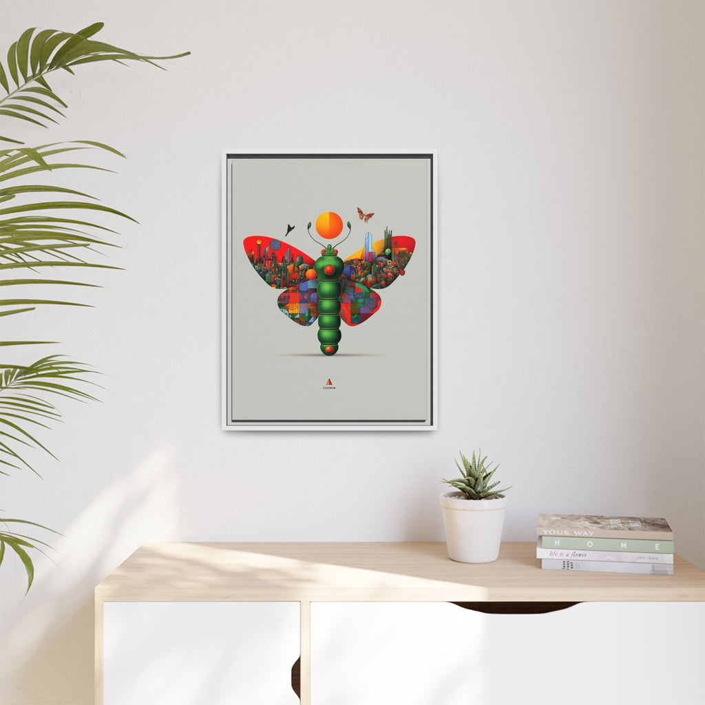 Urban Metamorphosis Framed Print: Geometric Cityscape Butterfly, Digital Surrealism Collage   |  Custom Orders Available