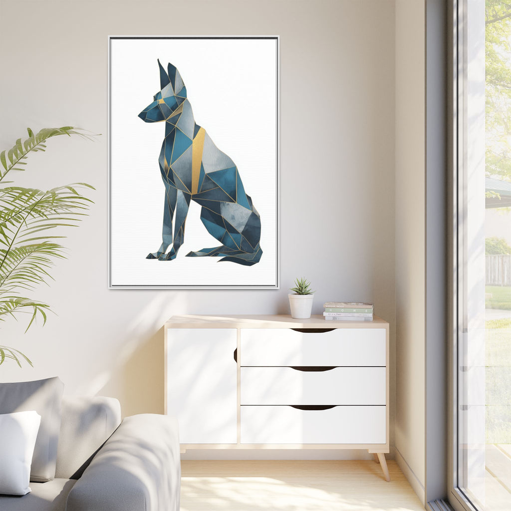 Geometric Canine Mosaic: Fractured Blue Shepherd, Modern Polygonal Art   |  Personalized & Custom Orders Available