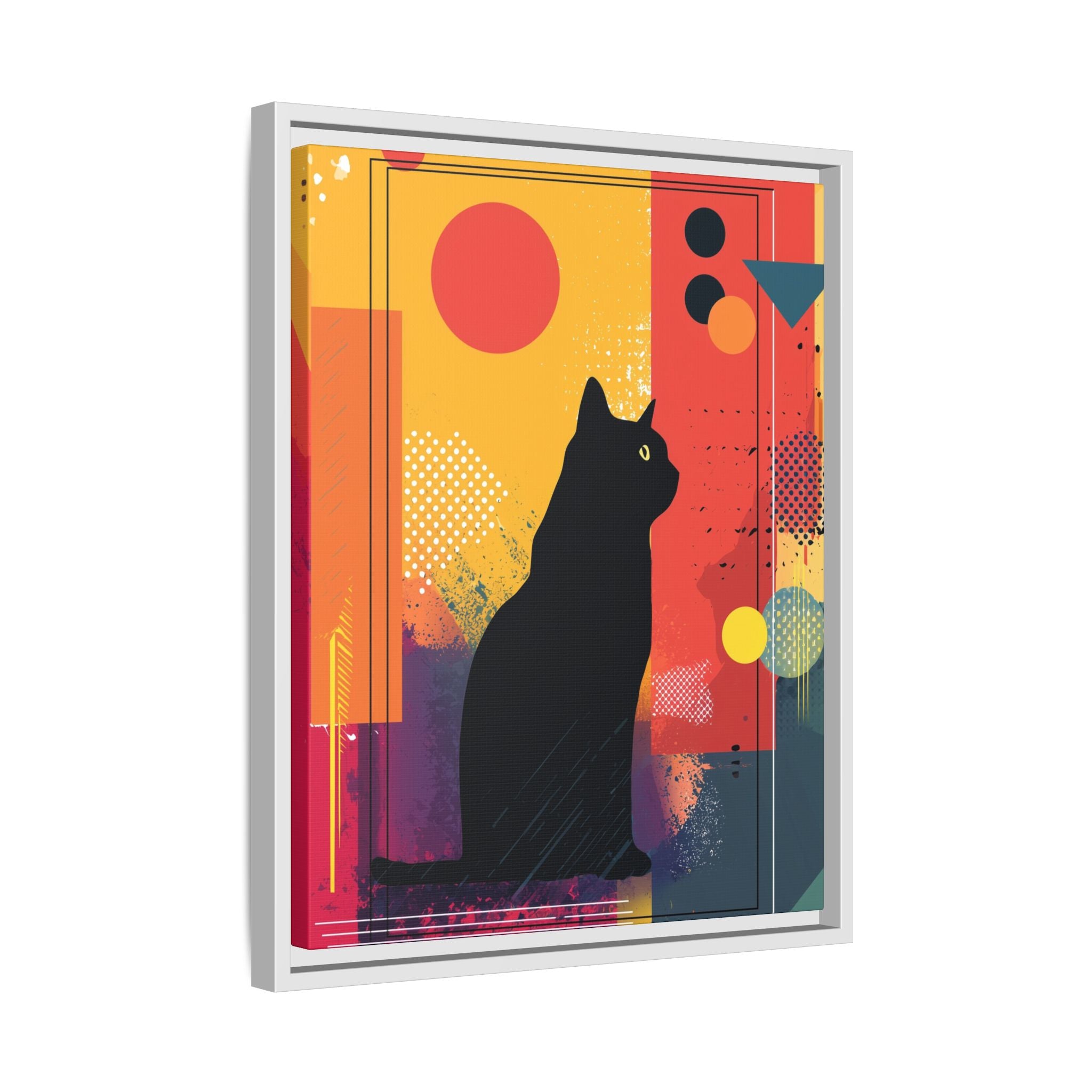 Feline Geometry Framed Print: Abstract Cat Silhouette, Retro Digital Design   |  Personalized & Custom Orders Available