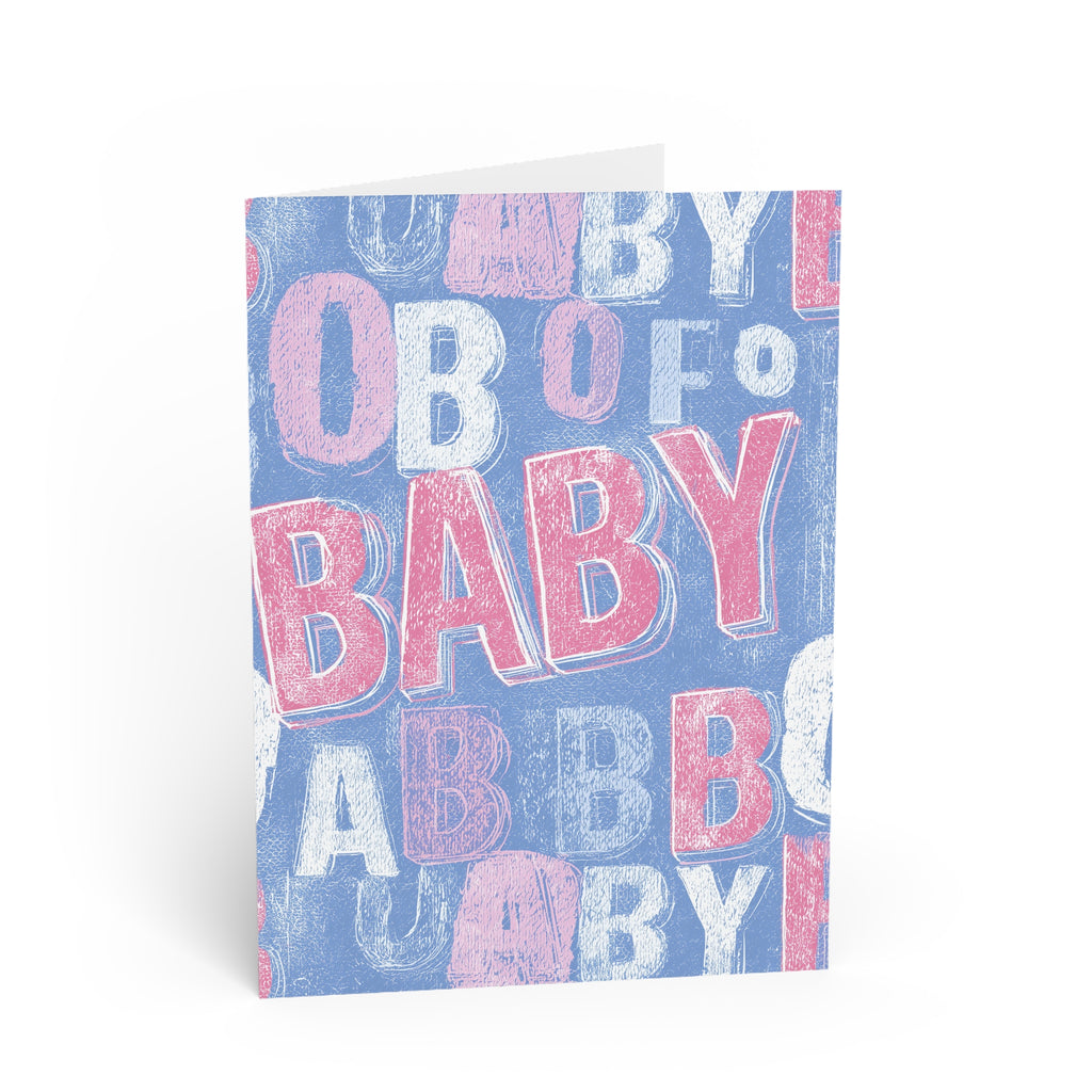 Baby Shower Greeting Card — Pink & Blue Chalk Lettering Design