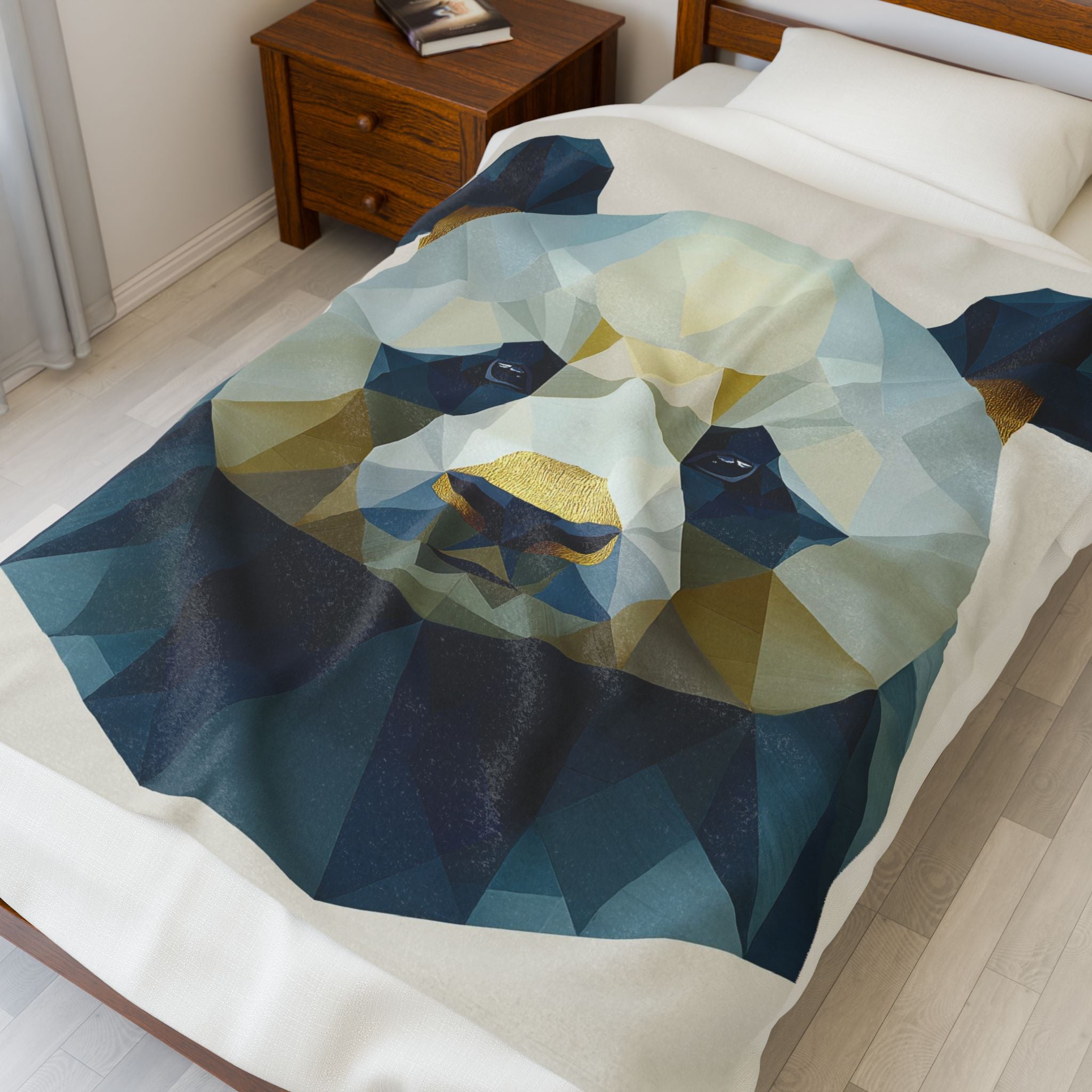 Geometric Panda Blanket : Low-Poly Digital Art, Contemporary Wildlife Illustration   |  Personalized & Custom Orders