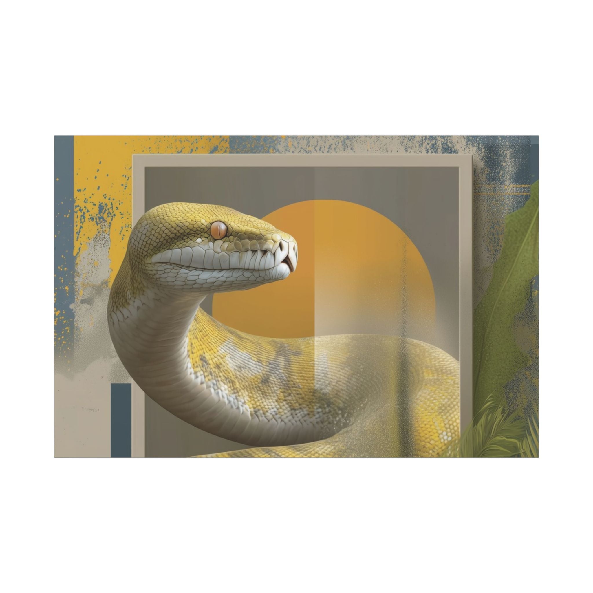 Serpent's Geometric Symphony: Tropical Python Illustration, Modern Graphic Design   |    Custom Orders Available