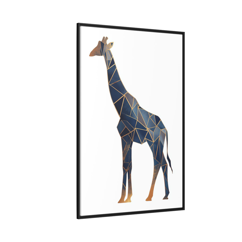 Geometric Giraffe Framed Print : Faceted Blue Mosaic, Modern Wildlife Art   |  Personalized & Custom Orders Available