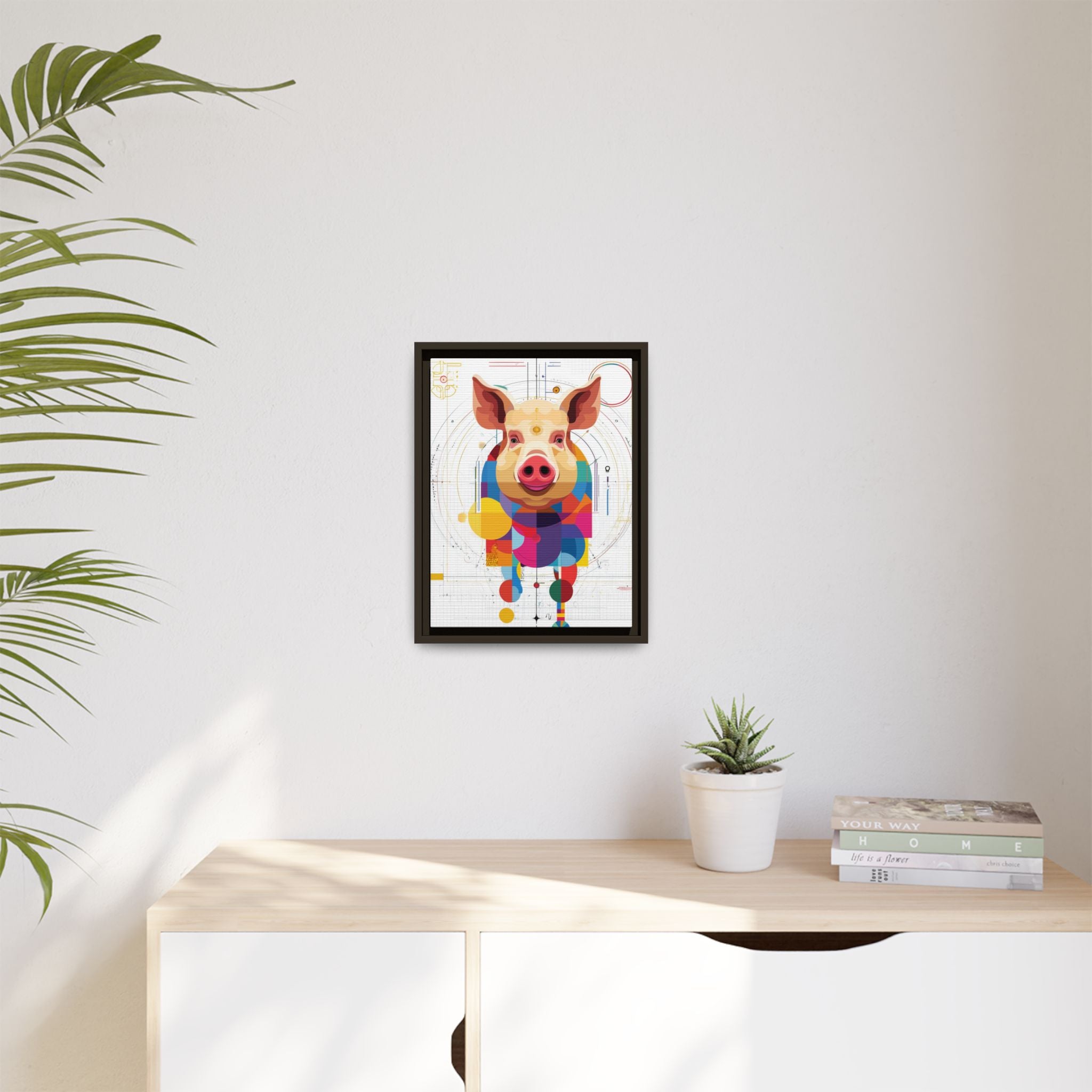 Geometric Pig: Digital Cubist Portrait, Mathematical Animal Abstraction   |    Custom Orders Available