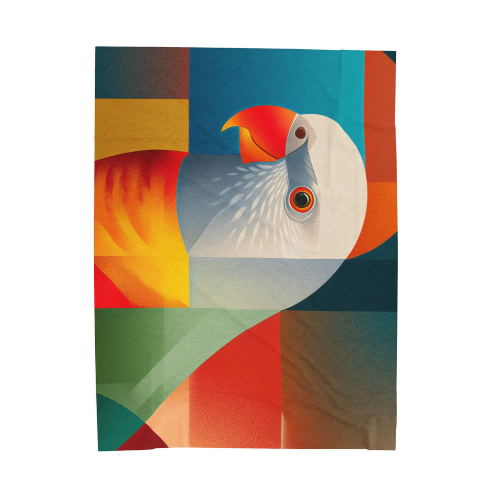 Cubist Parrot Quilt Cover, Doona Cover, Duvet : Geometric Avian Composition, Modernist Digital Art   |    Custom Orders Available