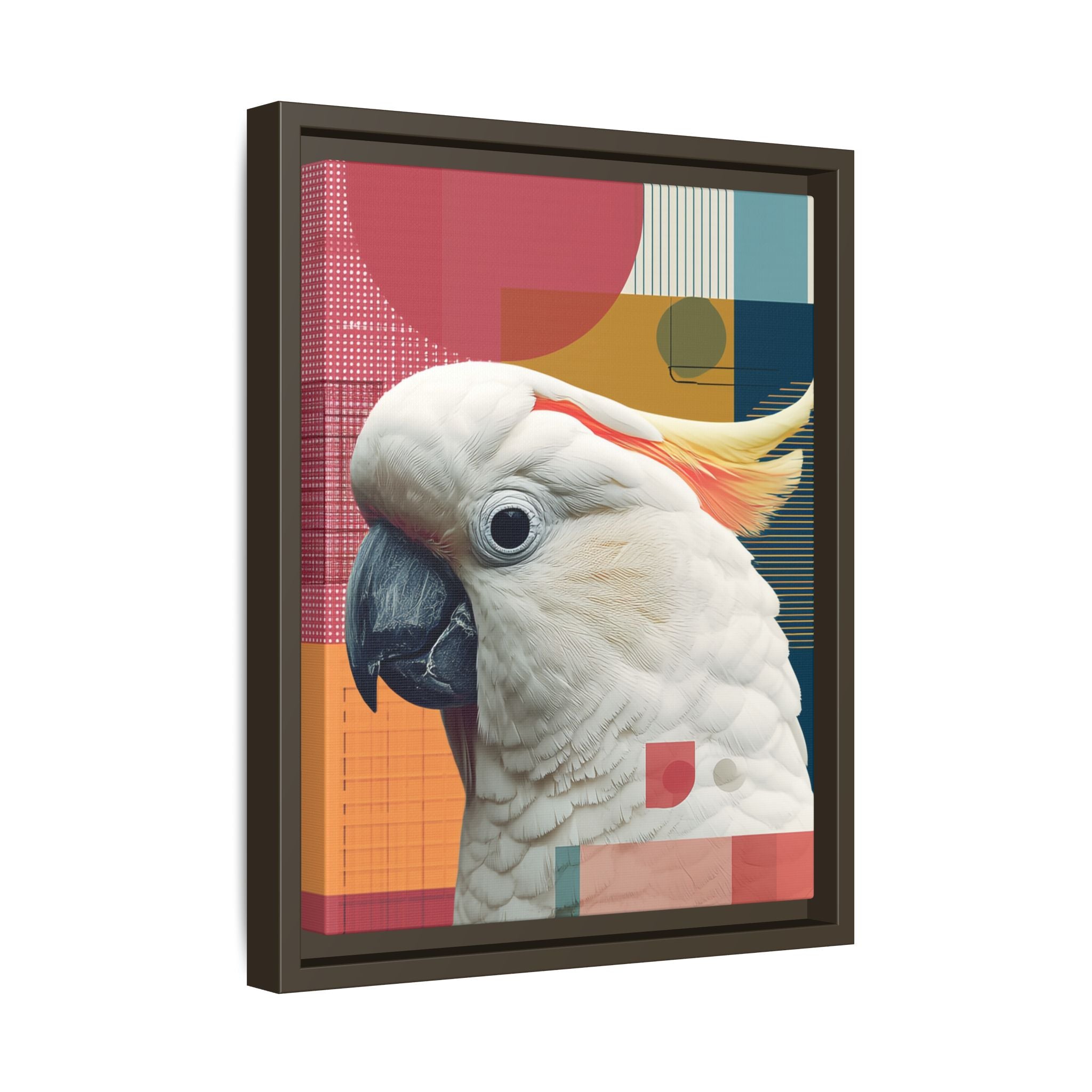 Framed Print, Cockatoo Abstract Geometric Wall Art, Matte Canvas, Colorful Bird Poster, Modern Home Decor, Tropical Animal Painting, Unique