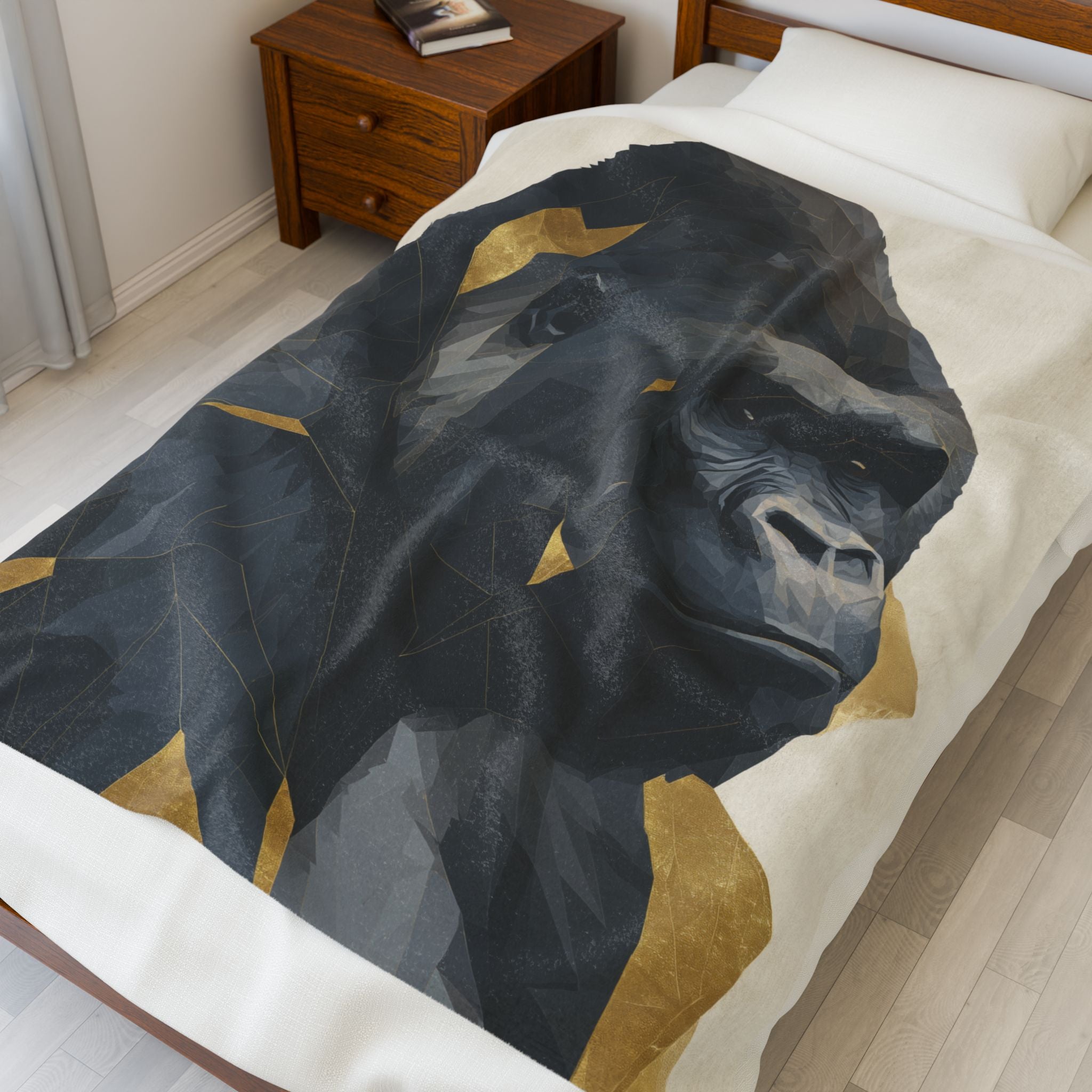 Geometric Gorilla Blanket : Low-Poly Wildlife Art, Contemporary Animal Illustration   |  Personalized & Custom Orders